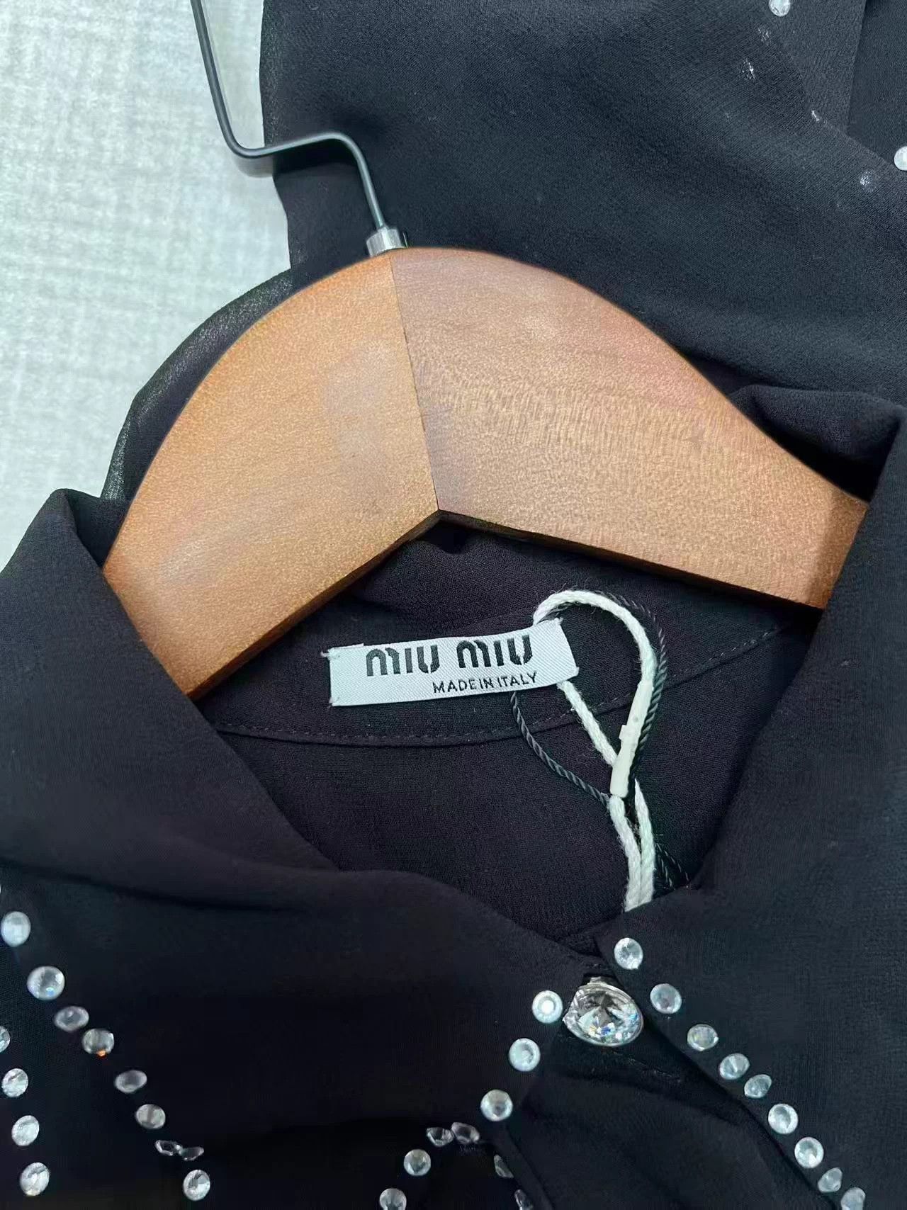 Miu Miu MIU MIU black crystal long sleeve shirt 36 Size XS / US 0-2 / IT 36-38 - 4 Thumbnail