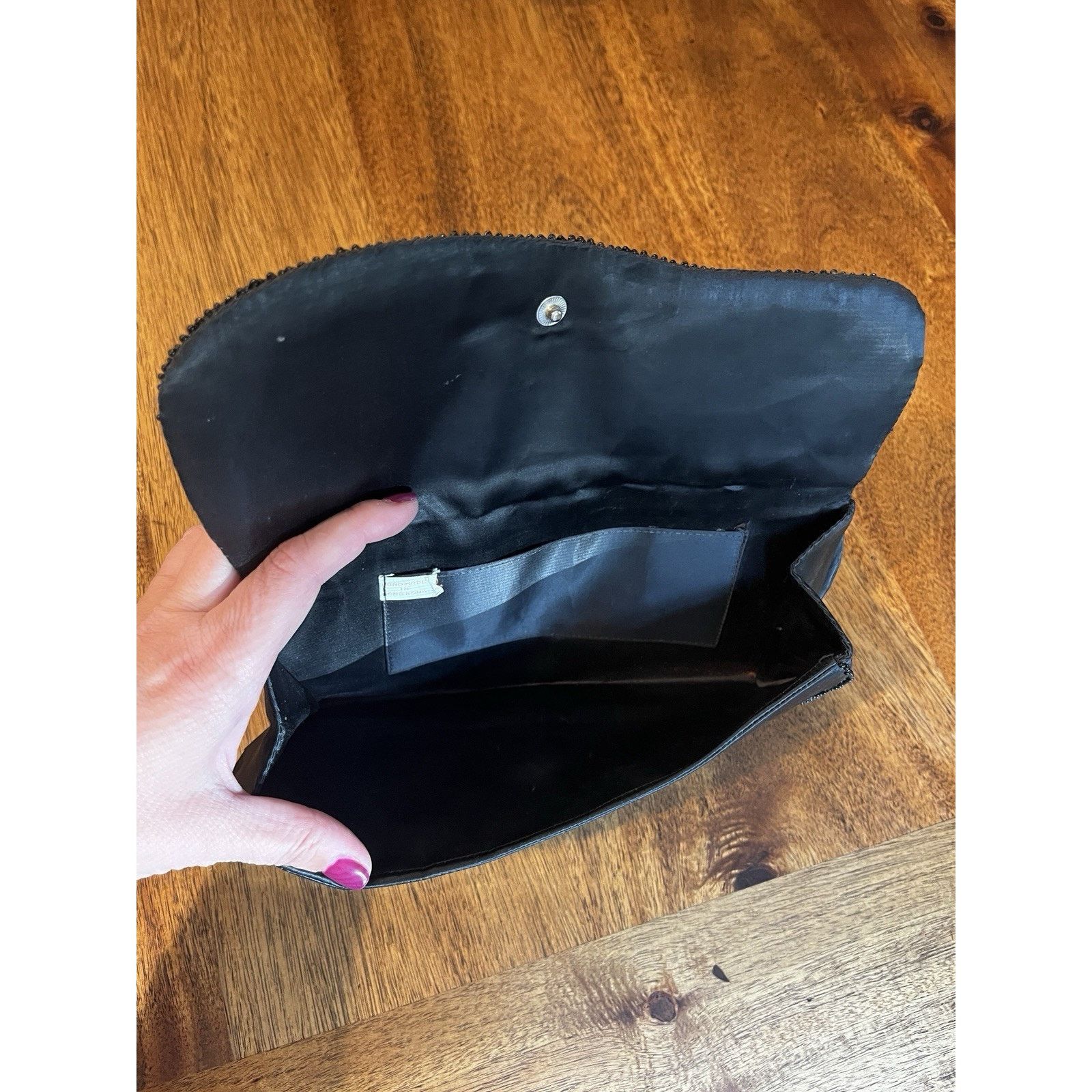 Handmade VTG Handmade Hong Kong Evening Bag Clutch Black Beaded Size ONE SIZE - 4 Thumbnail