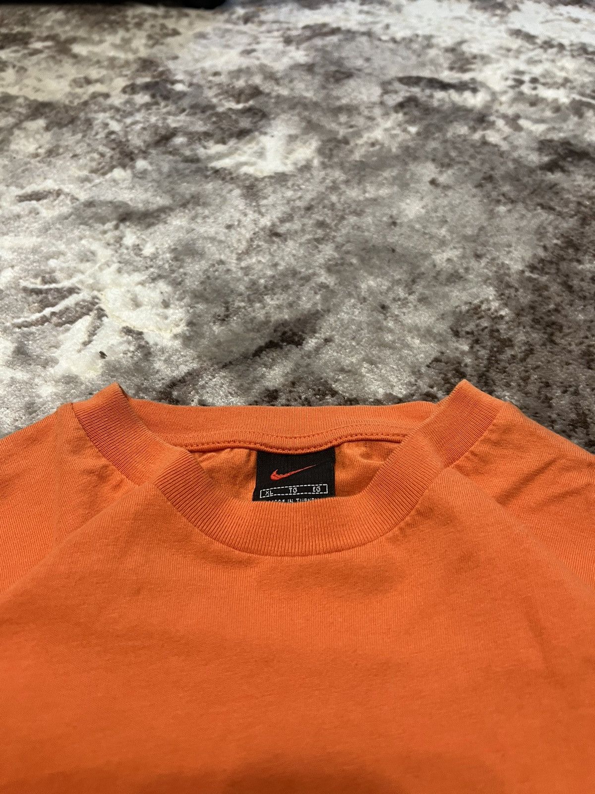 Nike × Vintage Vintage 90s Nike Orange 🍊 Swoosh logo Baggy t shirt Size US L / EU 52-54 / 3 - 5 Thumbnail