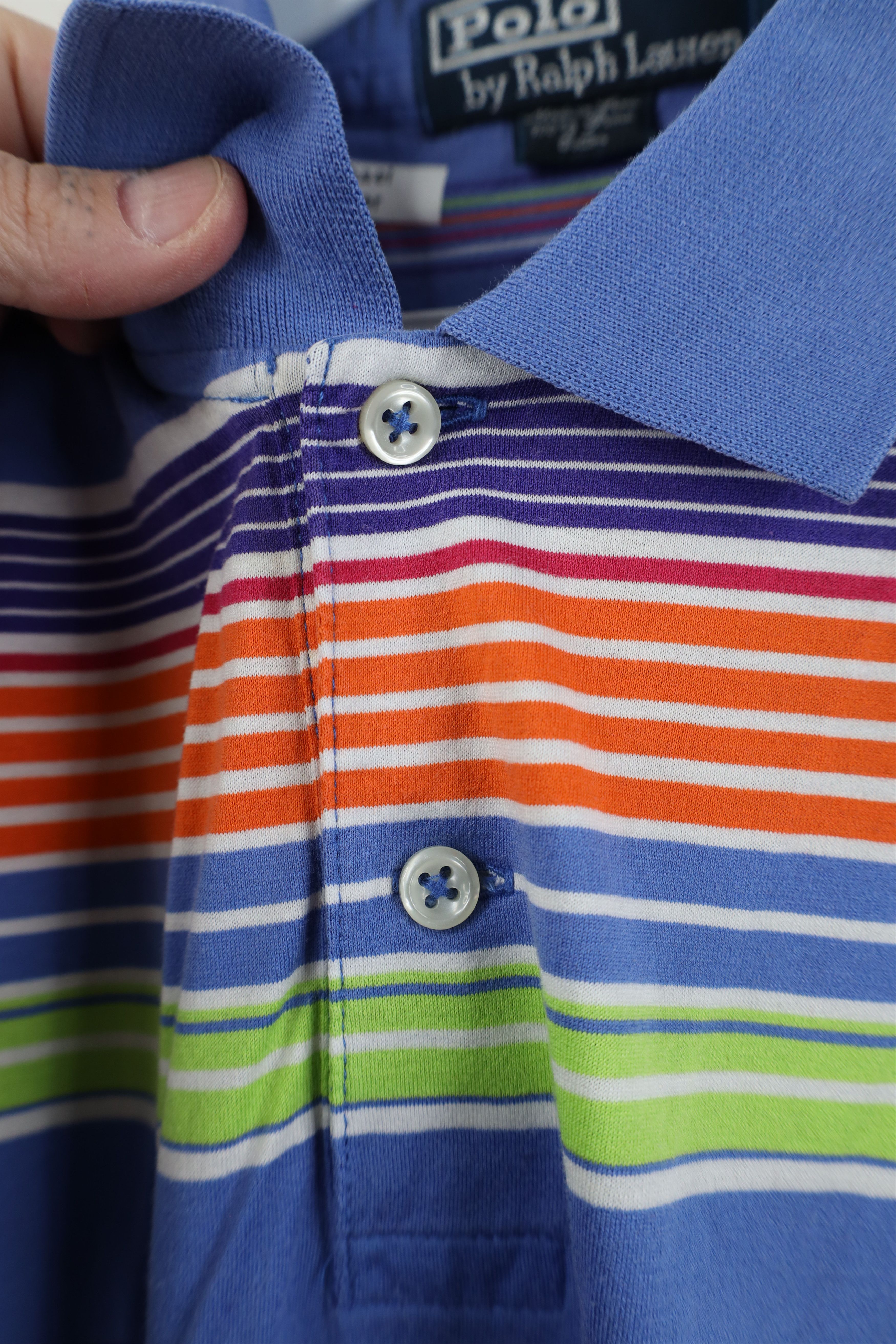 Polo Ralph Lauren Vintage 90s Y2K Ralph Lauren Soft Knit Rainbow Striped Polo Size US L / EU 52-54 / 3 - 5 Thumbnail