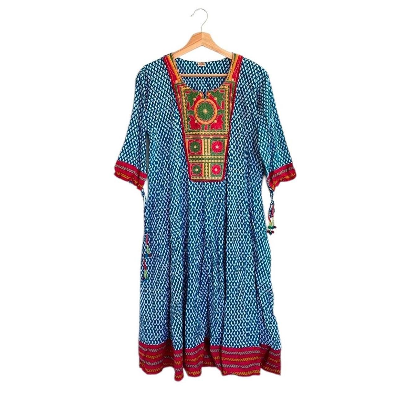 Designer INDIAN VINTAGE BOHO MIDI DRESS WOMENS STITCHED HANDMADE 44 Size M / US 6-8 / IT 42-44 - 1 Thumbnail