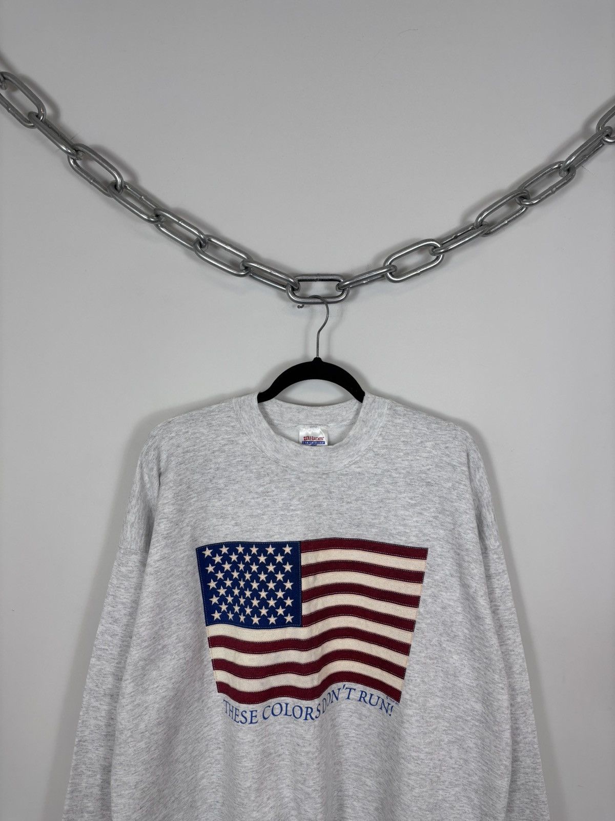 Hanes Vintage Hanes American USA Flag Patriotic Gray Sweatshirt Size US XL / EU 56 / 4 - 2 Thumbnail