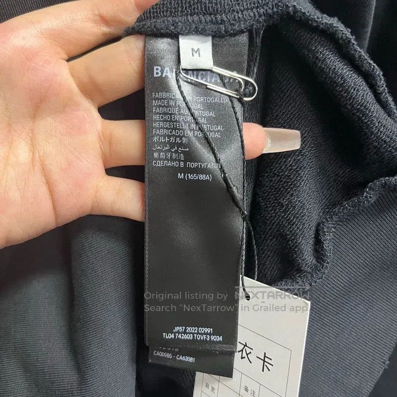 Balenciaga Black Logo Embroidered Hoodie.