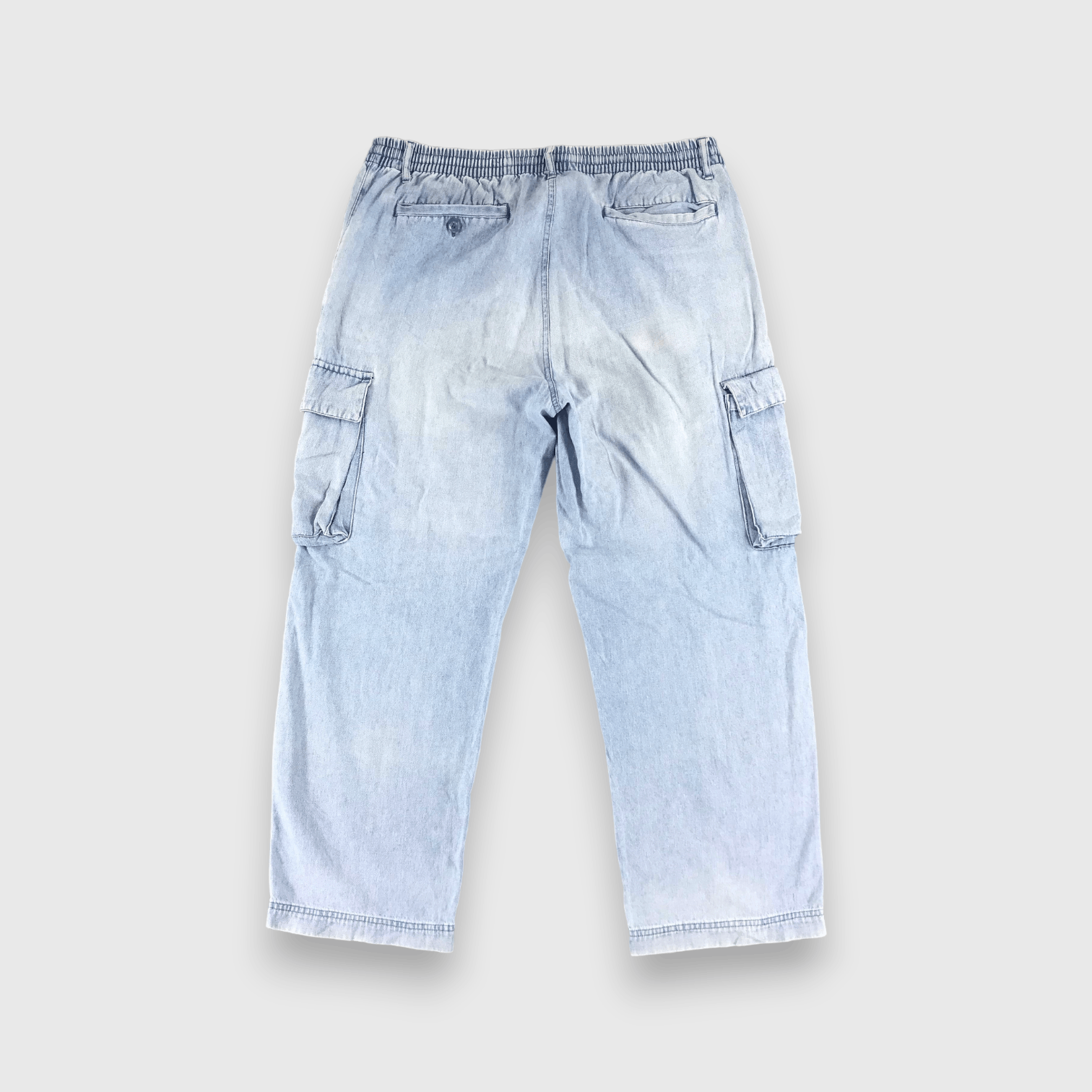 Japanese Brand Light Wash Denim Multipocket Cargo Pant -J270 Size US 35 - 2 Thumbnail