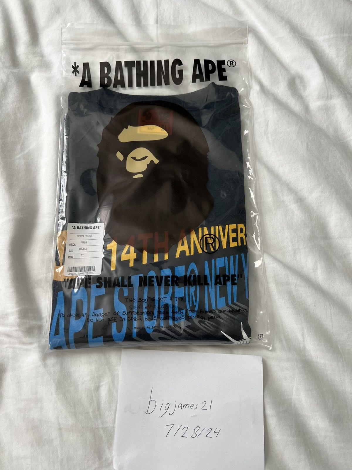 Bape BAPE NEW YORK 14TH ANNIVERSARY TEE Size US XL / EU 56 / 4 - 1 Thumbnail