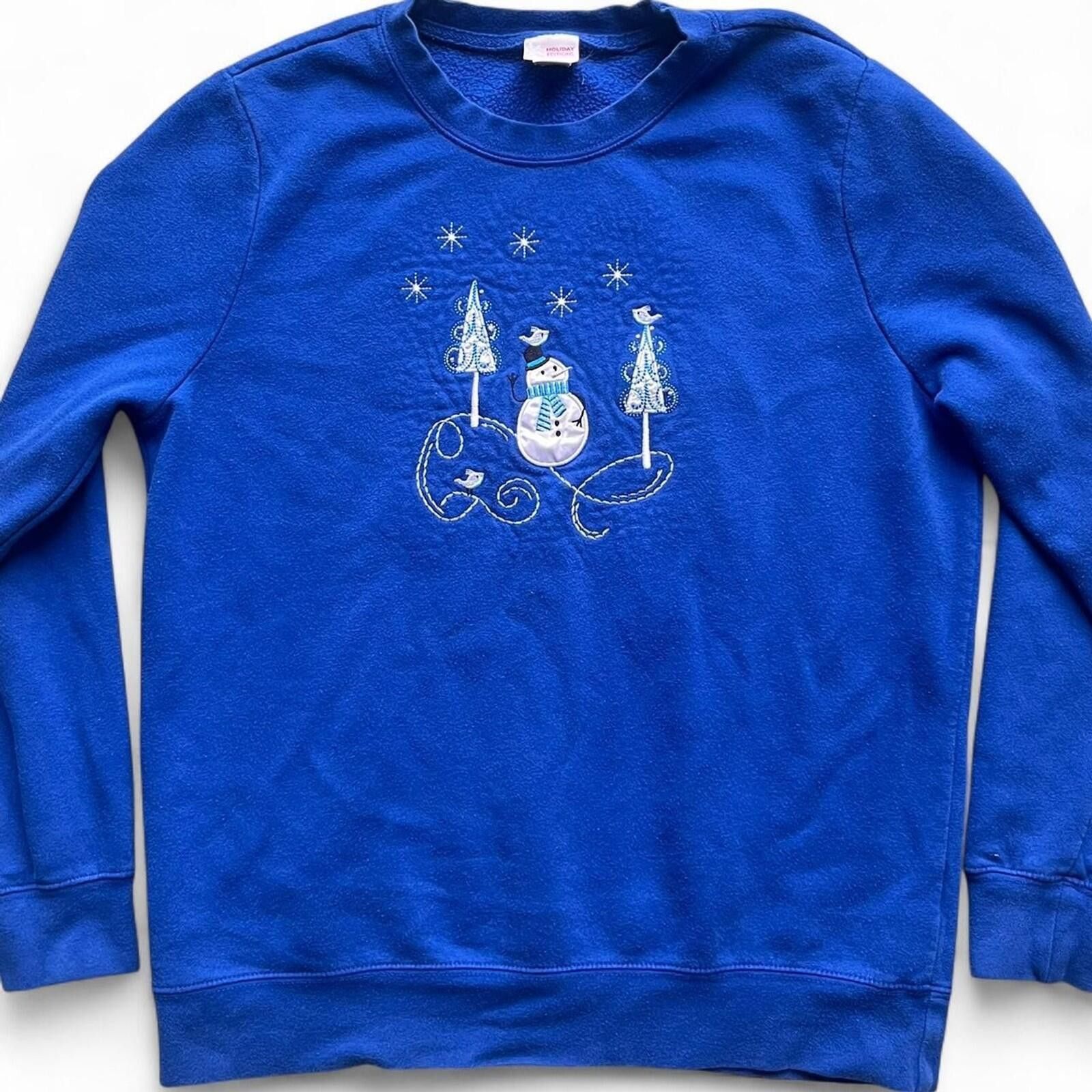 Basic Editions Holiday Embroidered Snowman Wonderland Sweatshirt Crewneck Size M / US 6-8 / IT 42-44 - 7 Thumbnail