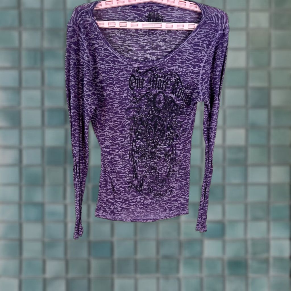 Vintage House Tees T-Shirt Long Sleeve XL Purple Round Neck Stretch Shirt Women Size XL / US 12-14 / IT 48-50 - 1 Thumbnail