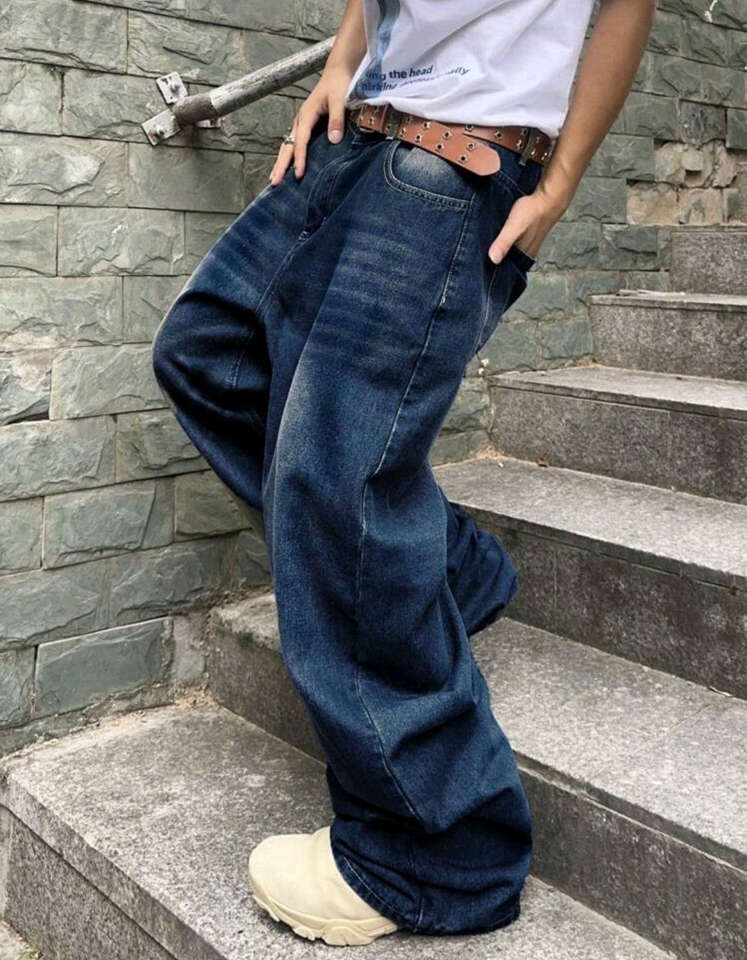 Japanese Brand × Jean Solid Color Simple Style Baggy Jeans Daily Size US 37 - 7 Thumbnail