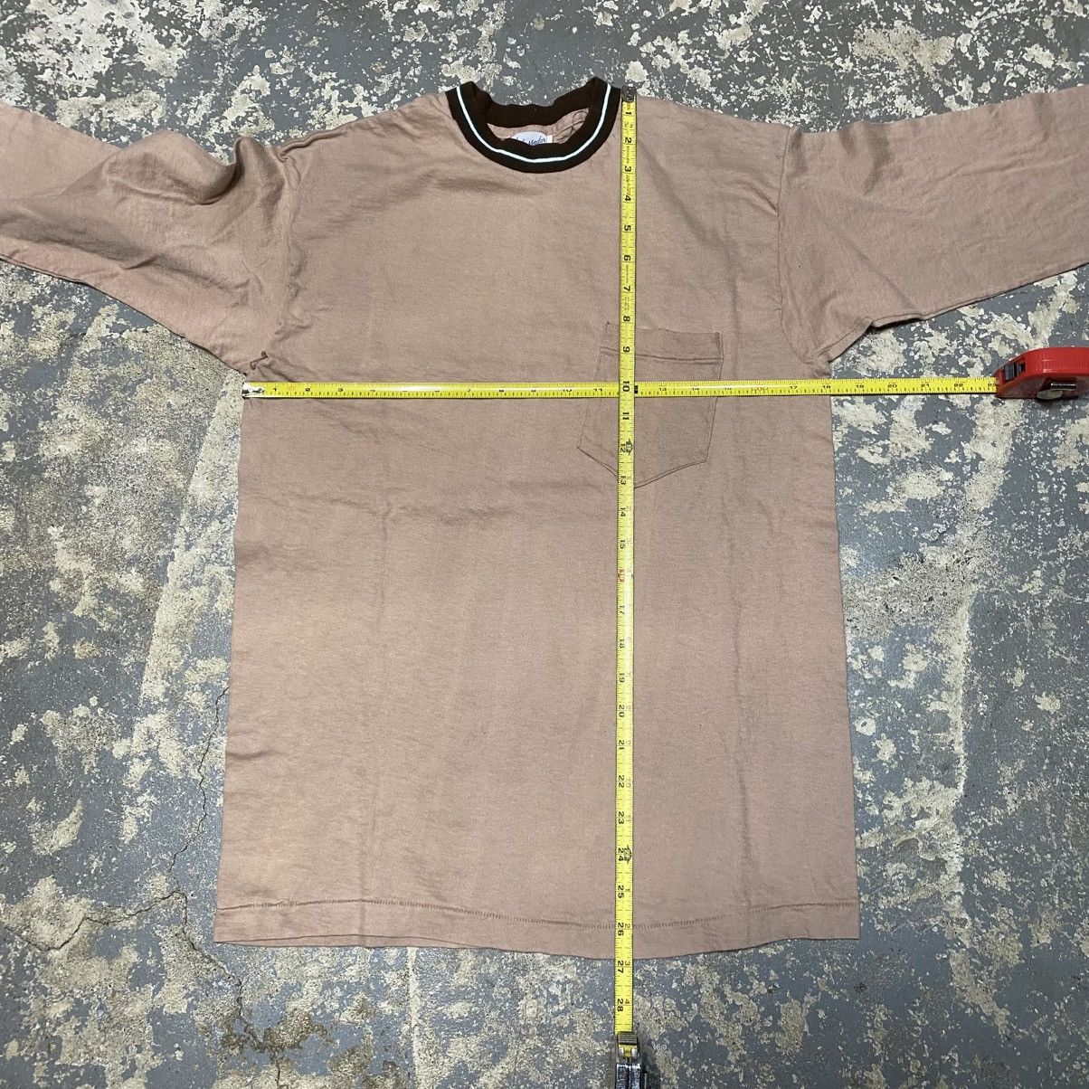 Unsound Rags × Vintage True Vintage Tan USA Blank Pocket Long Sleeve Tshirt Size US M / EU 48-50 / 2 - 7 Thumbnail