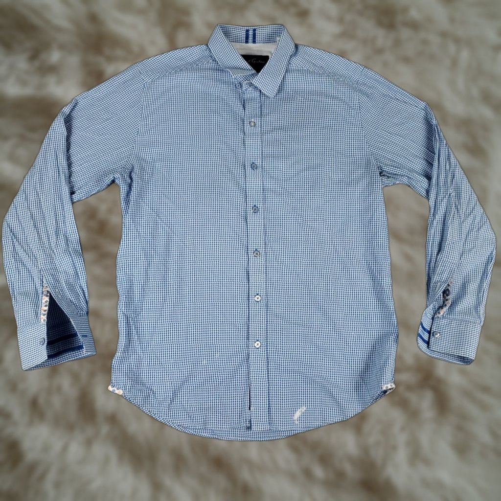 Robert Graham VINTAGE Robert Graham Shirt Mens Medium Blue Casual Long Sleeve Button Up CottonâAll Seasons Size US M / EU 48-50 / 2 - 1 Thumbnail