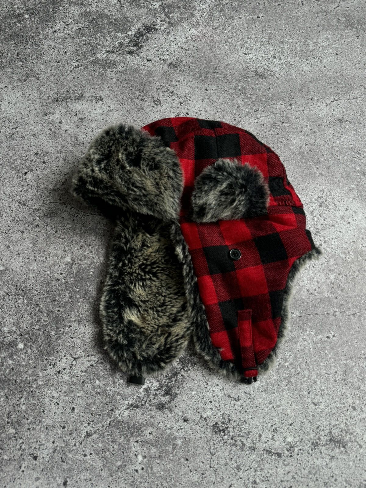 Japanese Brand Vintage Y2K fleece checkered hat Japanese style Size ONE SIZE - 7 Thumbnail