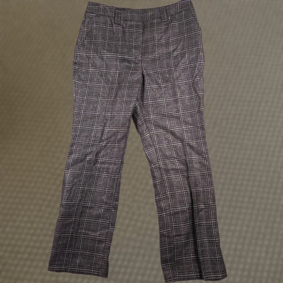 Worthington Worthington Pants Womens 14 Gray Metallic Plaid Straight Leg Dress Career Work Pants Size 36" / US 14 / IT 50 - 1 Thumbnail