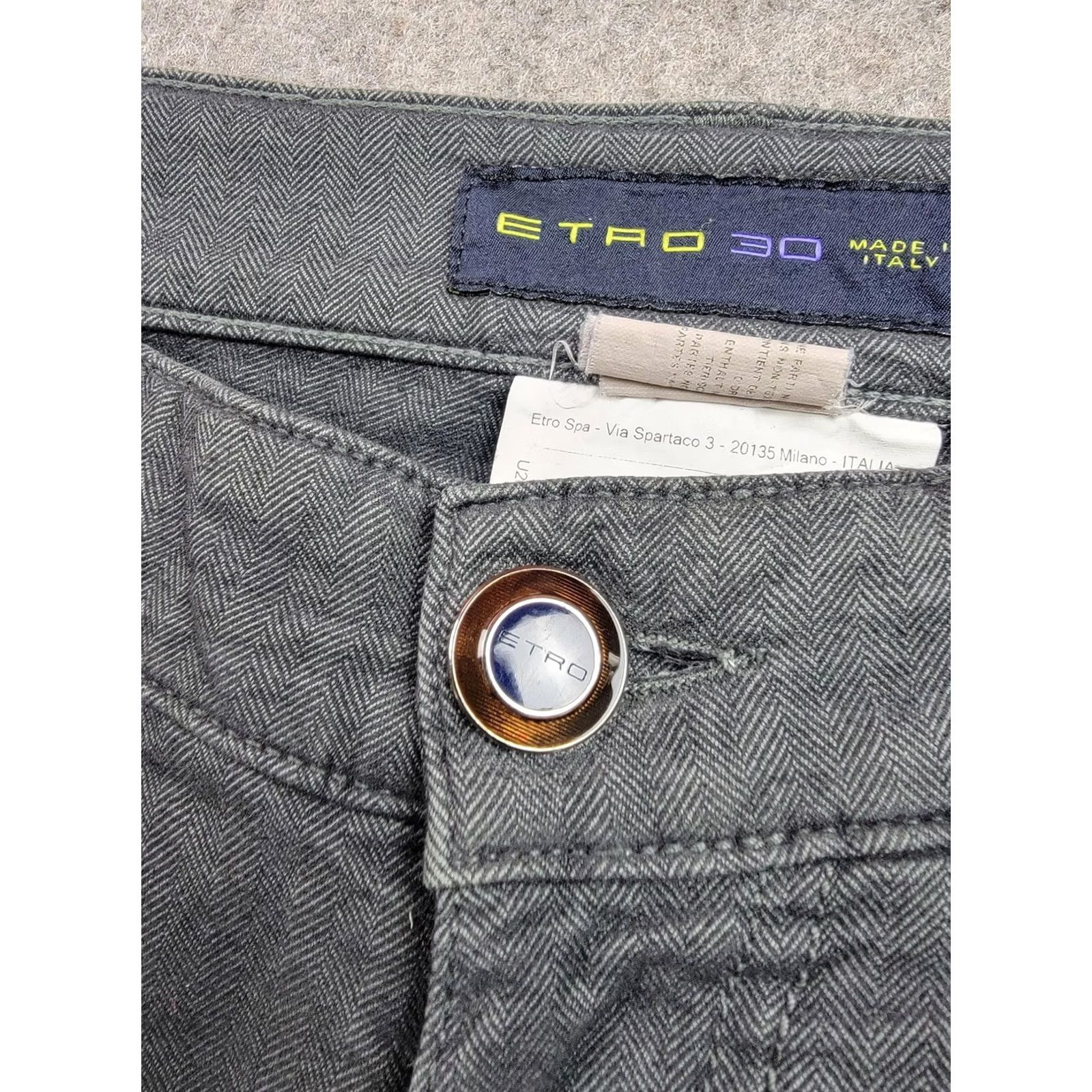 Etro ETRO Jeans Mens 30 Gray Regular Denim Herringbone Twill Stretch Zip Fly Five-Pocket Made in Italy Regular Fit Mens Fashionwear Size US 30 / EU 46 - 4 Thumbnail