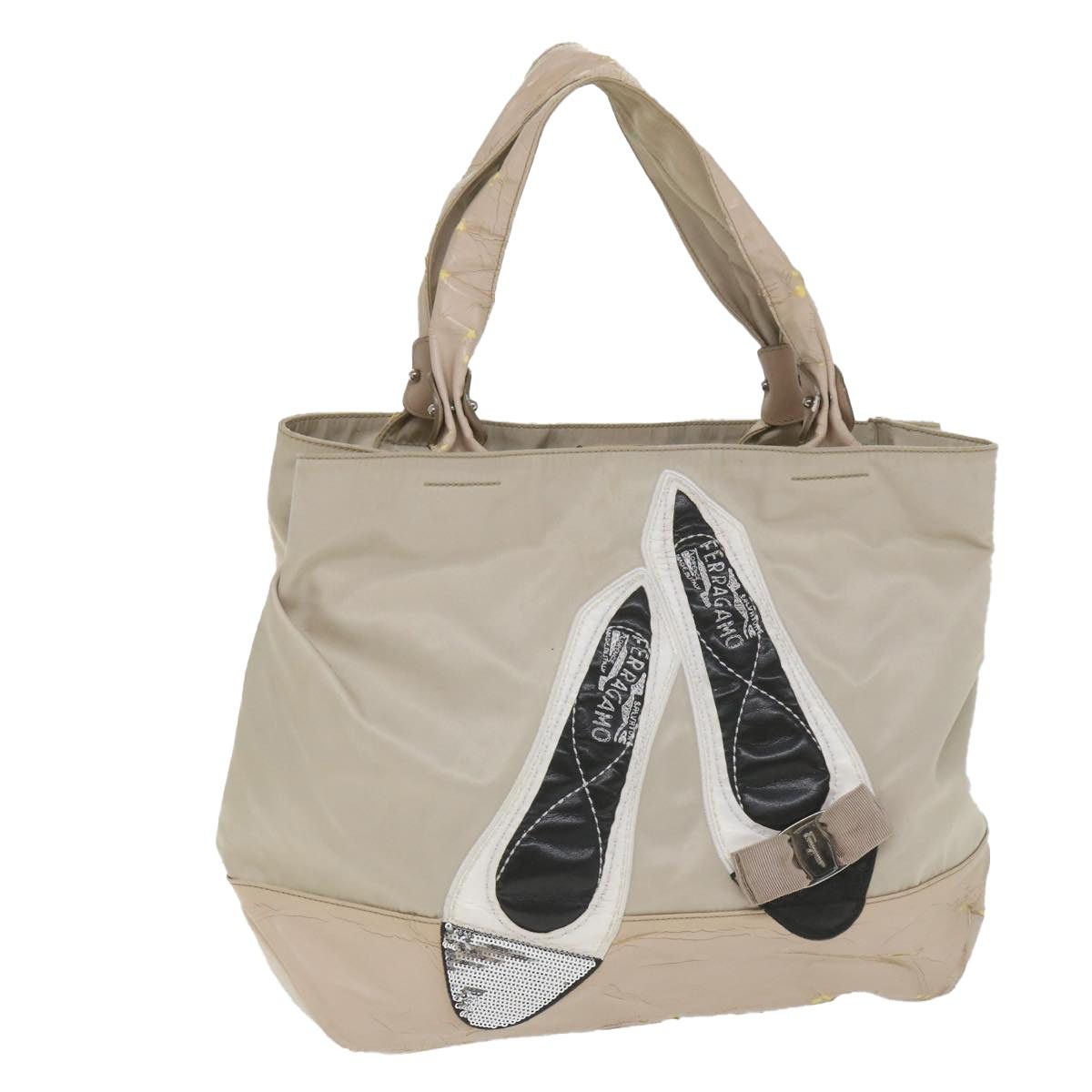 Salvatore Ferragamo Salvatore Ferragamo Shoulder Bag Nylon Patent Leather Beige Size ONE SIZE - 1 Thumbnail