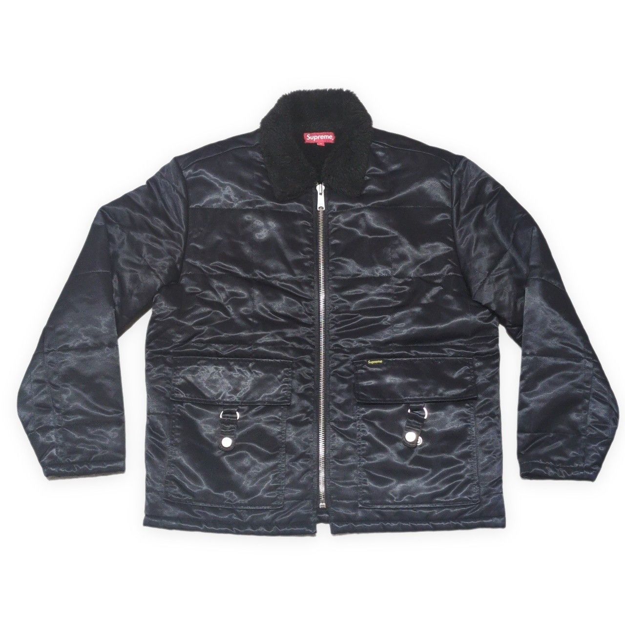 Supreme Supreme Oversized Needlepoint Quilted Black Hooded Jacket
