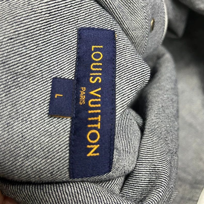 Louis Vuitton LOUIS VUITTON Dark Blue Wheat Spike Print Denim Classic Sho Size US L / EU 52-54 / 3 - 4 Thumbnail