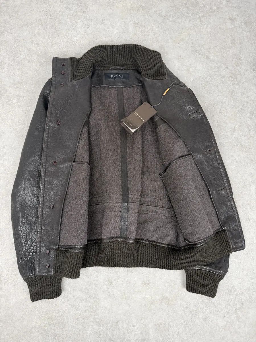 Gucci AW2011 Gucci Brown Buttoned Grained Leather Jacket Size US M / EU 48-50 / 2 - 7 Thumbnail