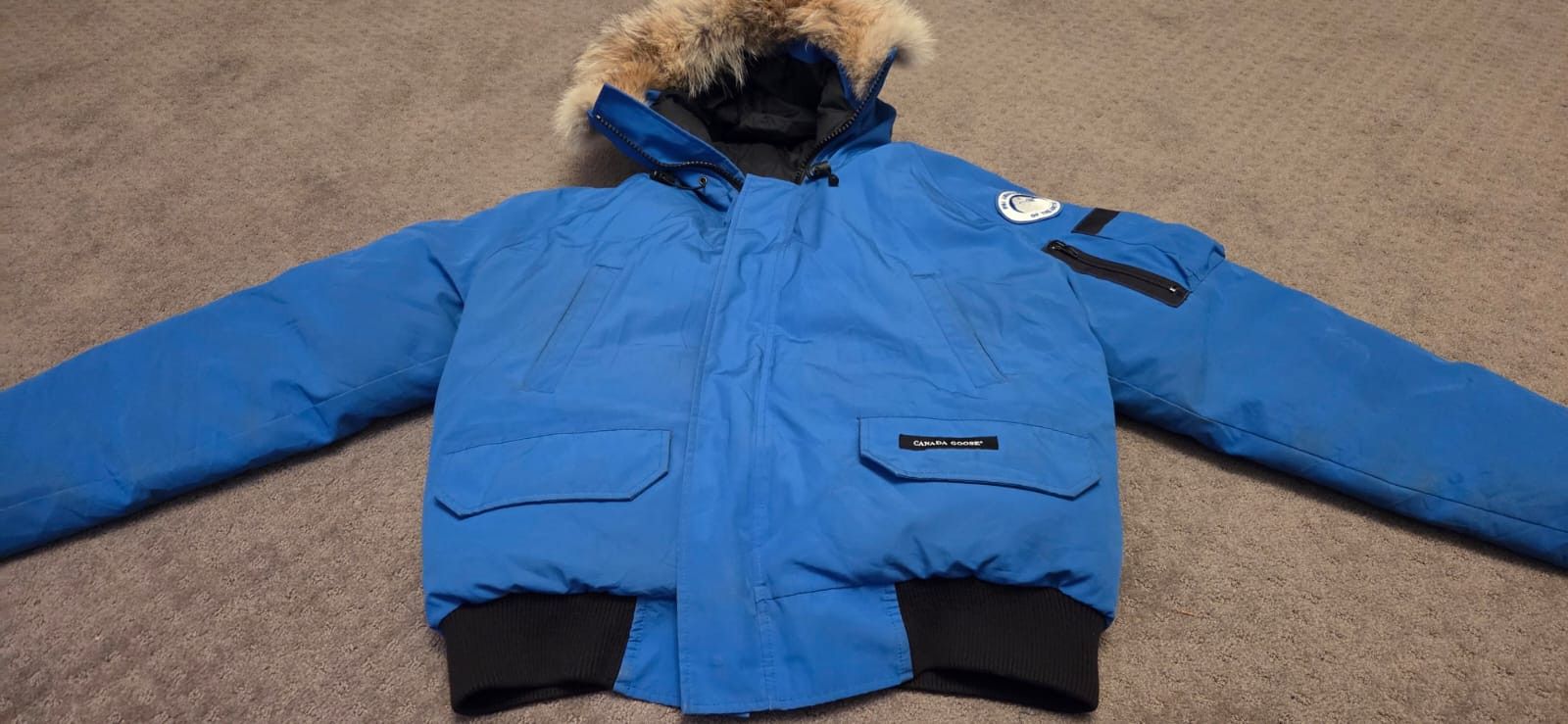 Vintage Canada Goose Blue PBI Chiliwak Bomber Jacket
