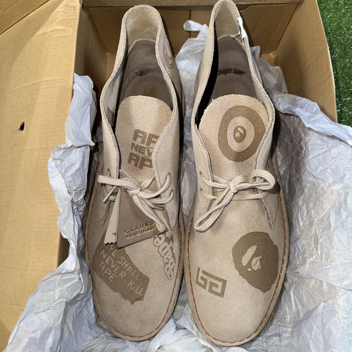 Bape × Clarks Bape Clark’s Desert Boot Grey Embossed Size US 10.5 / EU 43-44 - 12 Thumbnail