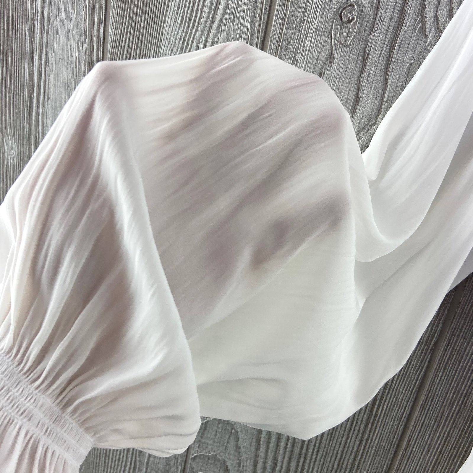 Ramy Brook New $345 Ramy Brook Ivory Smocked Peplum Top Ivory LARGE Size L / US 10 / IT 46 - 5 Thumbnail