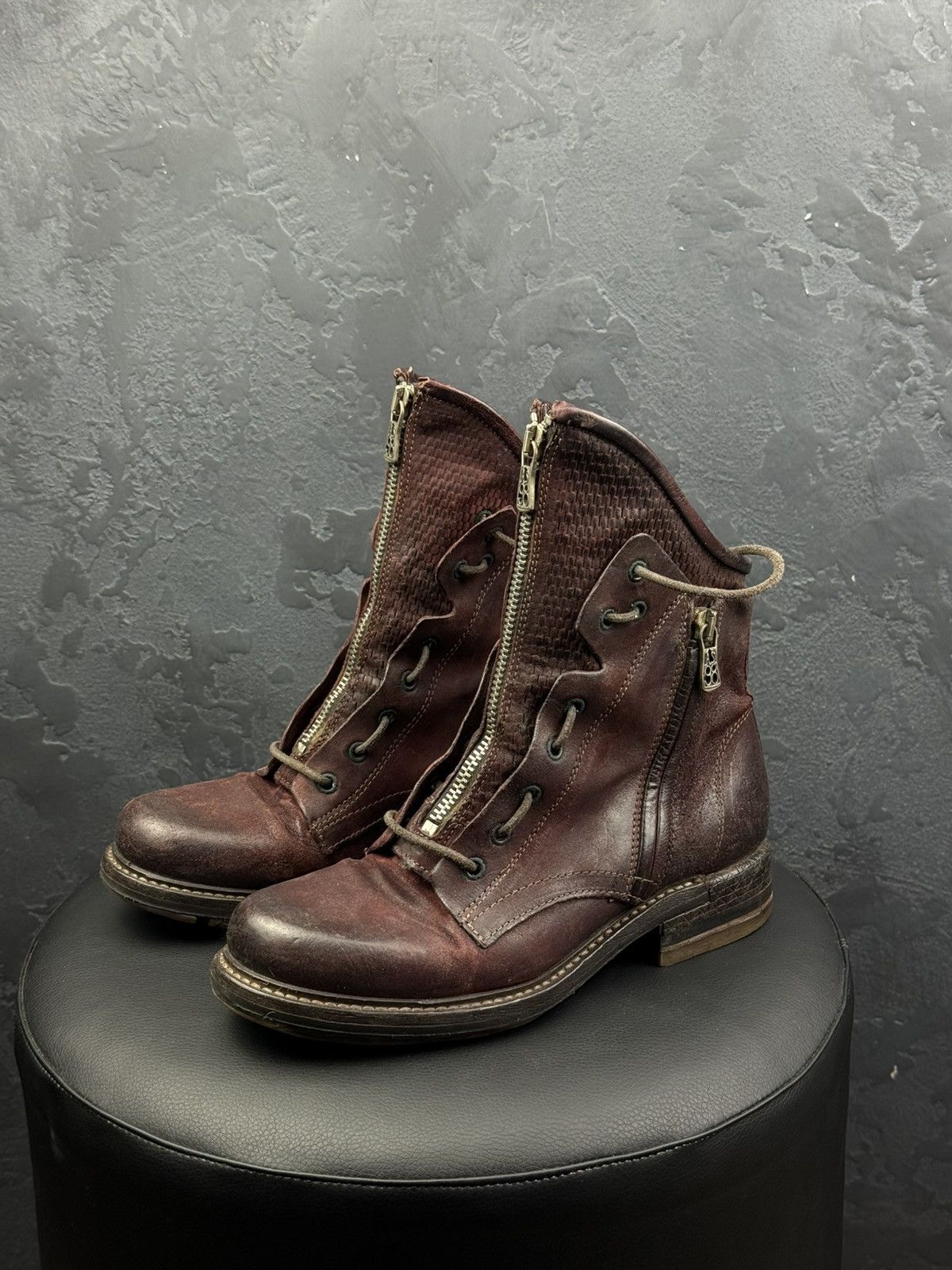 A.S.98 Women's A.S.98. Airstep Brown Leather Biker Zip Ankle Boots Size US 6 / IT 36 - 5 Thumbnail