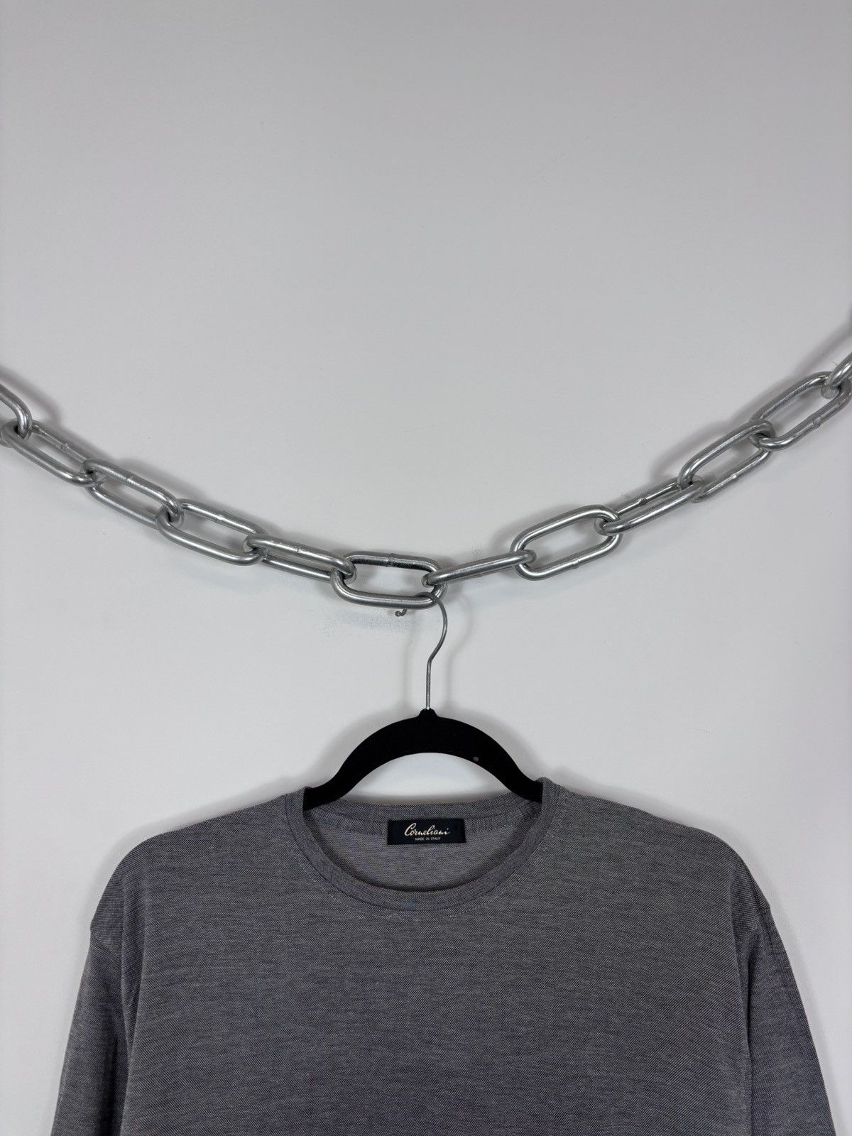 Corneliani Corneliani Men’s Pique Texture Gray Luxury Long Sleeve Tee Size US L / EU 52-54 / 3 - 3 Thumbnail