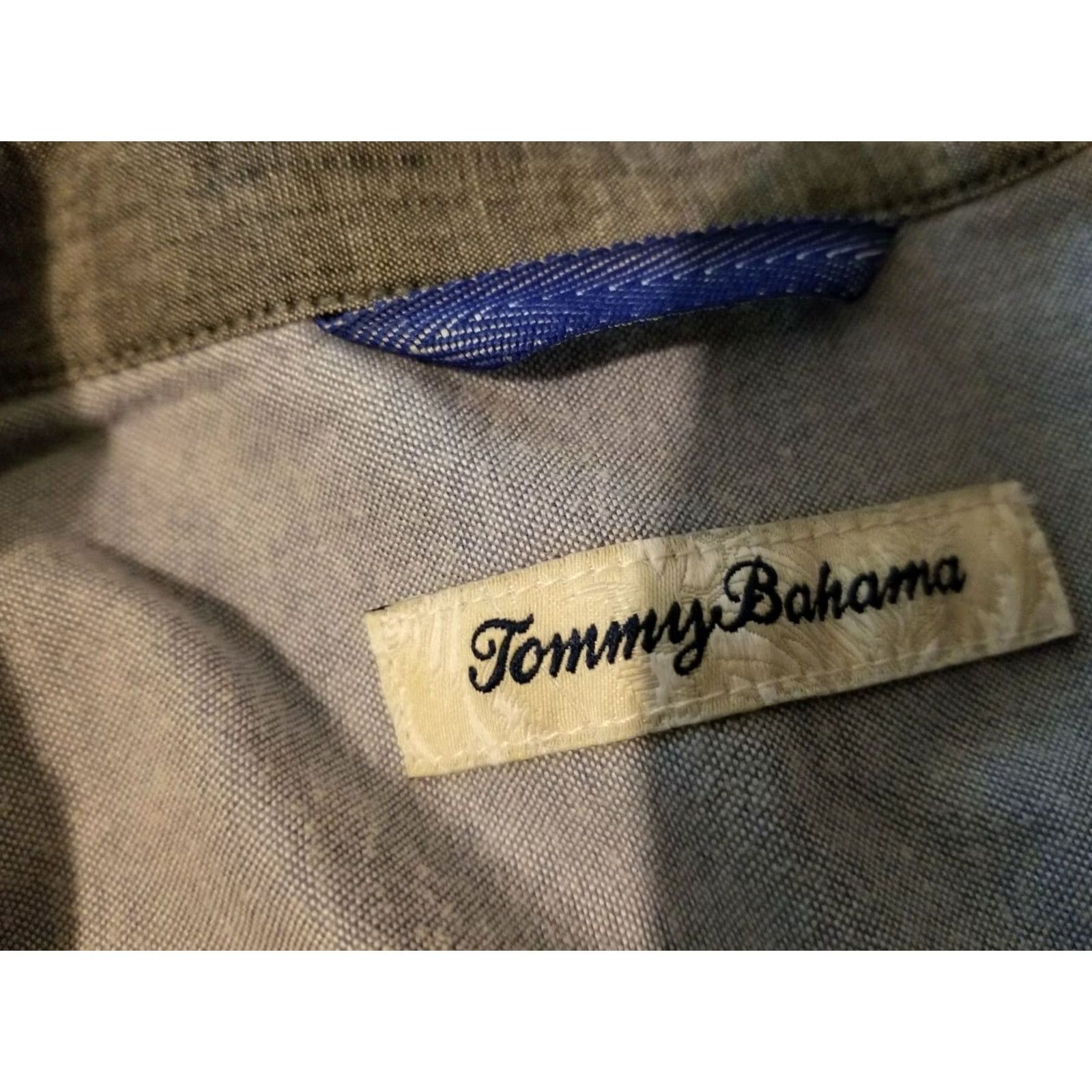Tommy Bahama VINTAGE Tommy Bahama Shirt Mens Dress Button-Up Blue Cotton M Medium Long Sleeve Size 40R - 5 Thumbnail