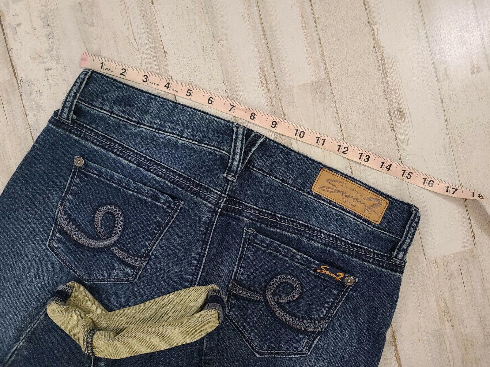 Designer Seven Jeans Size 4 Girlfriend Capris Dark Wash Distressed Size 27" / US 4 / IT 40 - 5 Thumbnail
