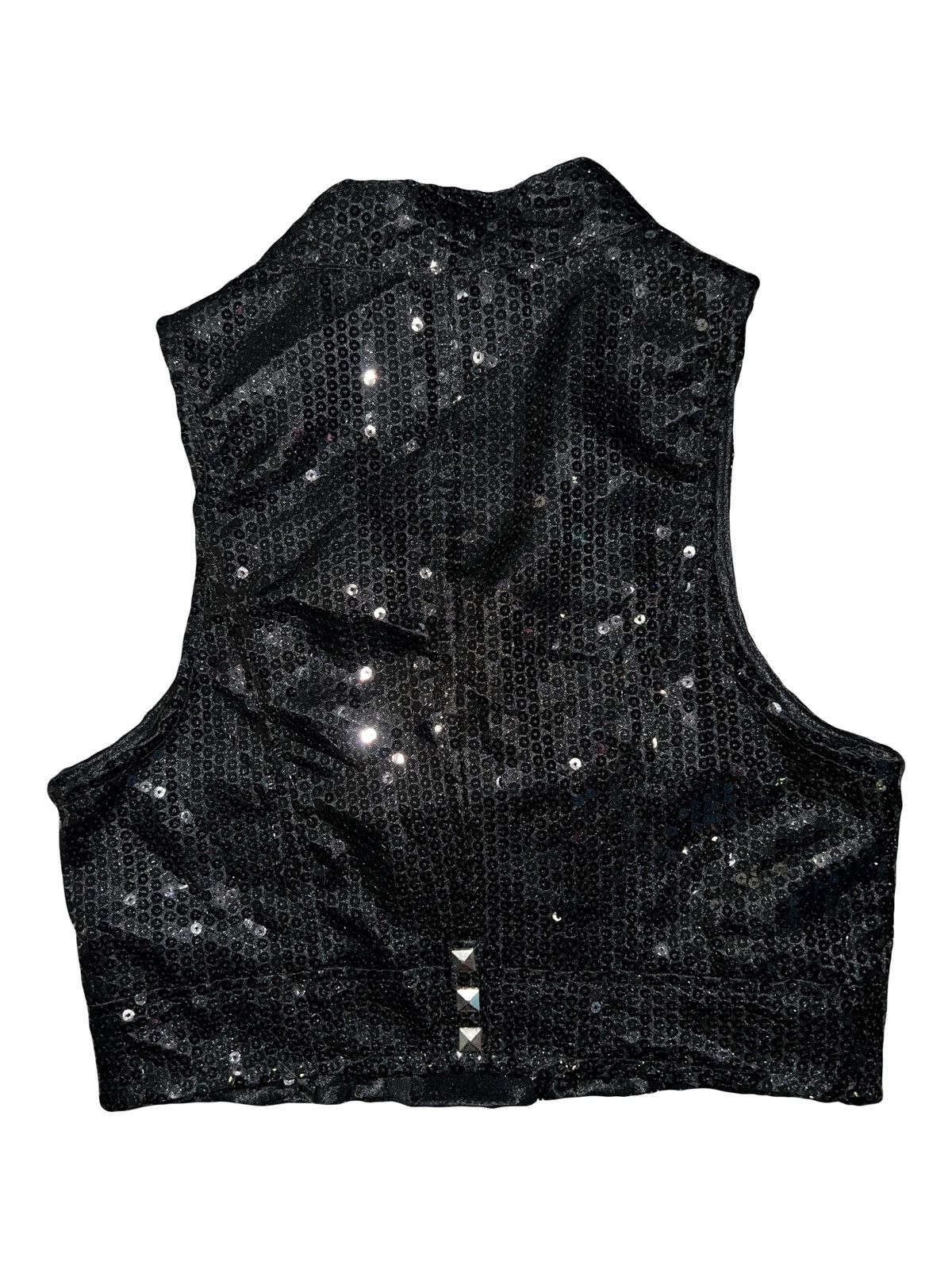 Japanese Brand Black sequin and stud cropped vest 🖤🧛🏻‍♀️ Size S / US 4 / IT 40 - 3 Thumbnail