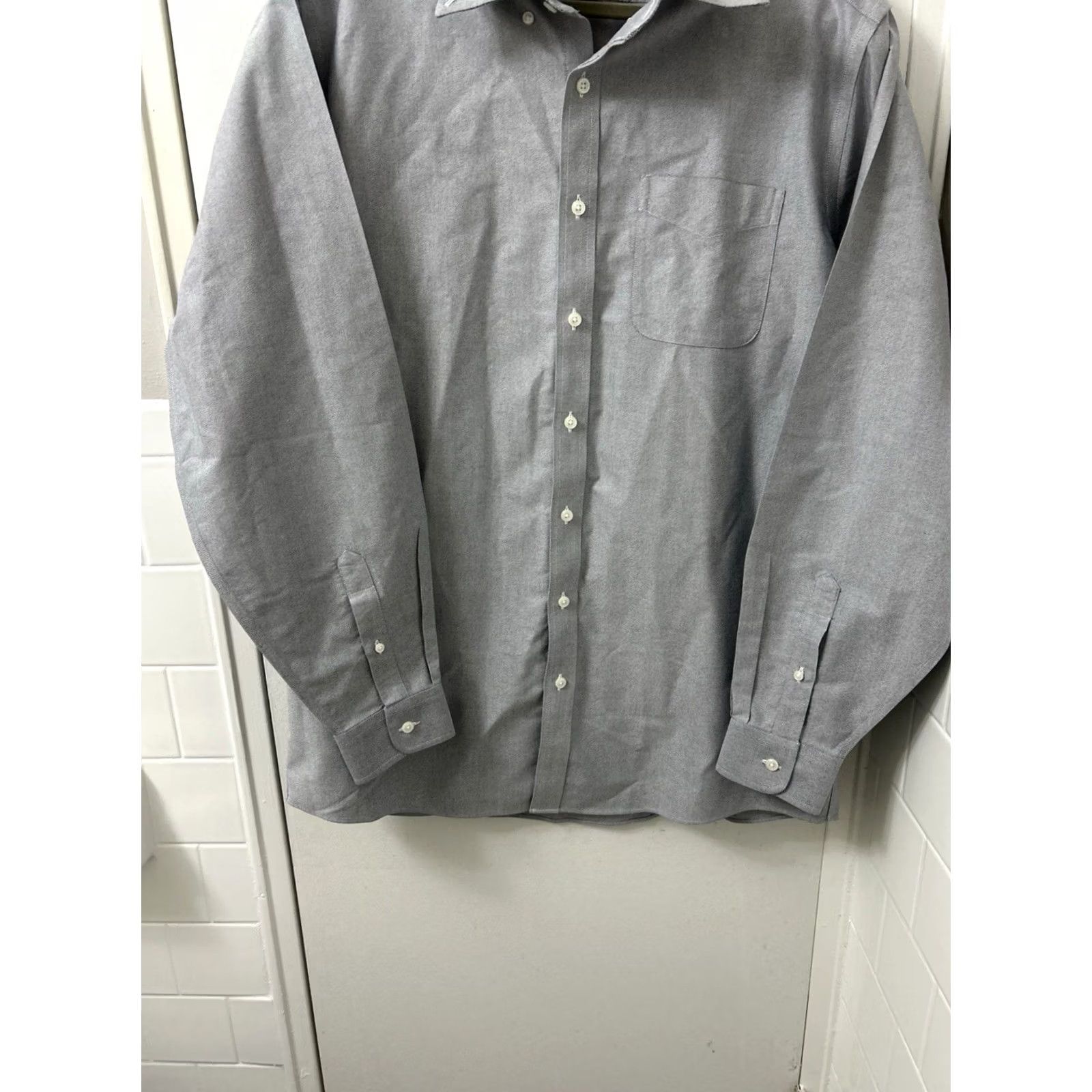 CLOT LL Bean Oxford Cloth Shirt Mens 16 36 Gray Button Down Traditional Fit Dress Shirt 209410 Size US L / EU 52-54 / 3 - 3 Thumbnail