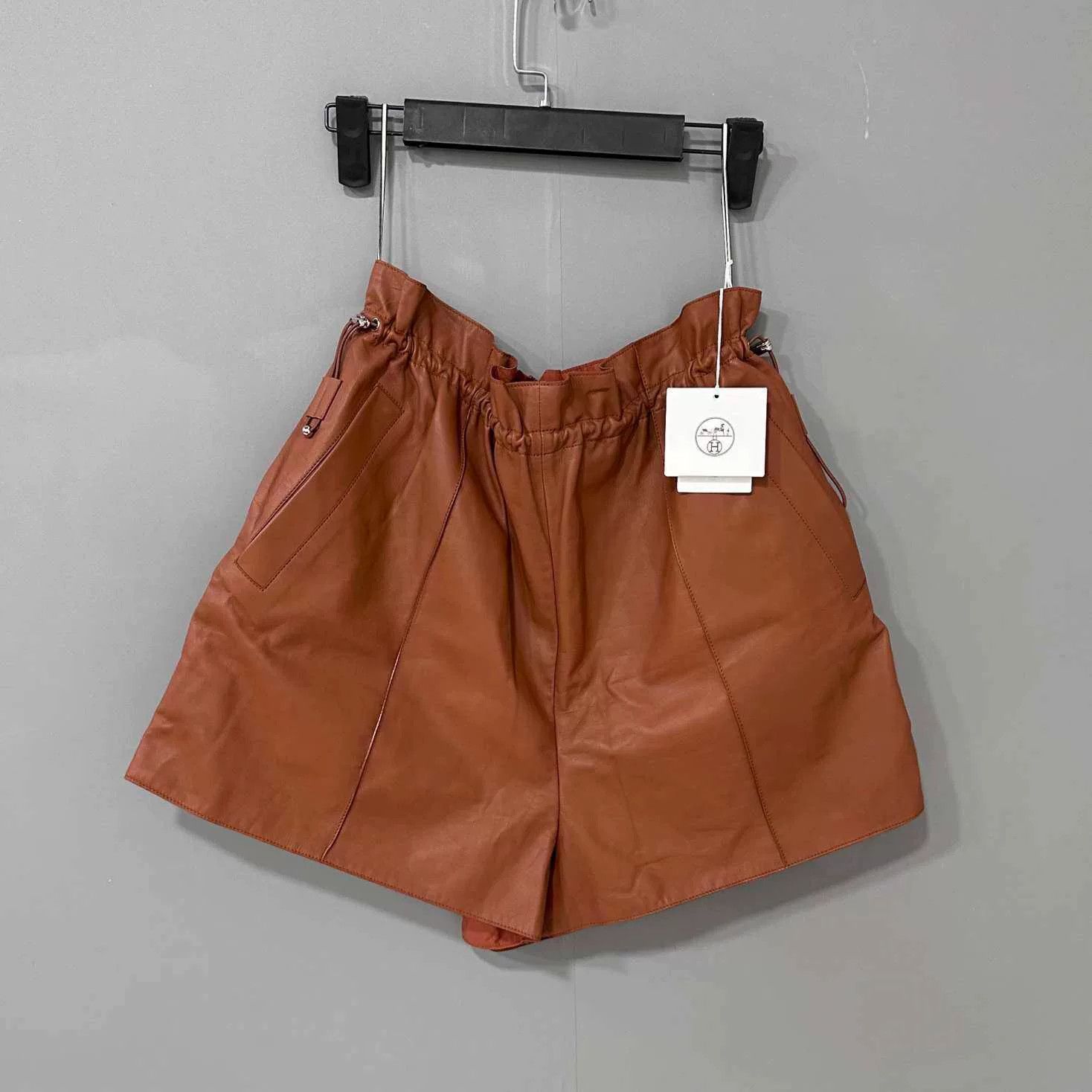 Hermes HERMES Brown Calfskin Leather Shorts Size US 38 / EU 54 - 1 Thumbnail