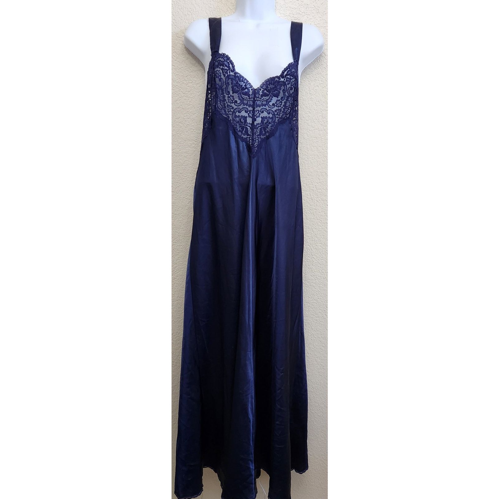 Other Vintage Navy Blue Lace Bodice Crisscross Back Straps Large Size ONE SIZE - 1 Thumbnail
