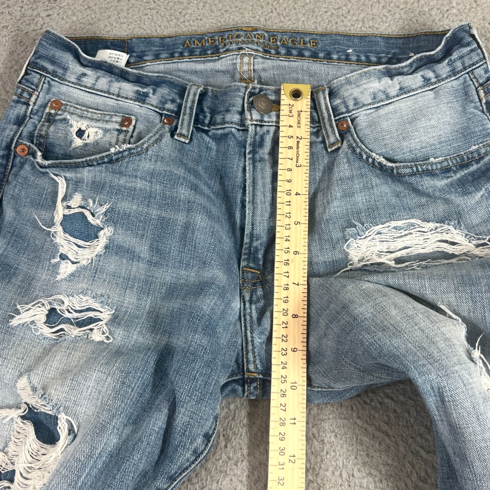 American Eagle Outfitters VINTAGE American Eagle Jeans Mens Slim Straight Denim 34x31 Distressed Light Wash All Seasons Size US 34 / EU 50 - 3 Thumbnail