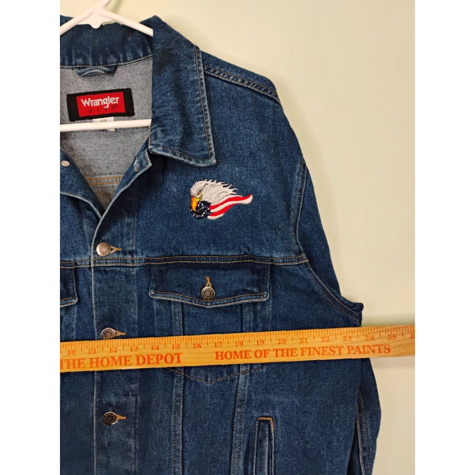 Wrangler VINTAGE Wrangler Denim Jacket Large 90s Cowboy Western Bomber Jacket Blue Embroidered Pockets Mens Size US L / EU 52-54 / 3 - 6 Thumbnail