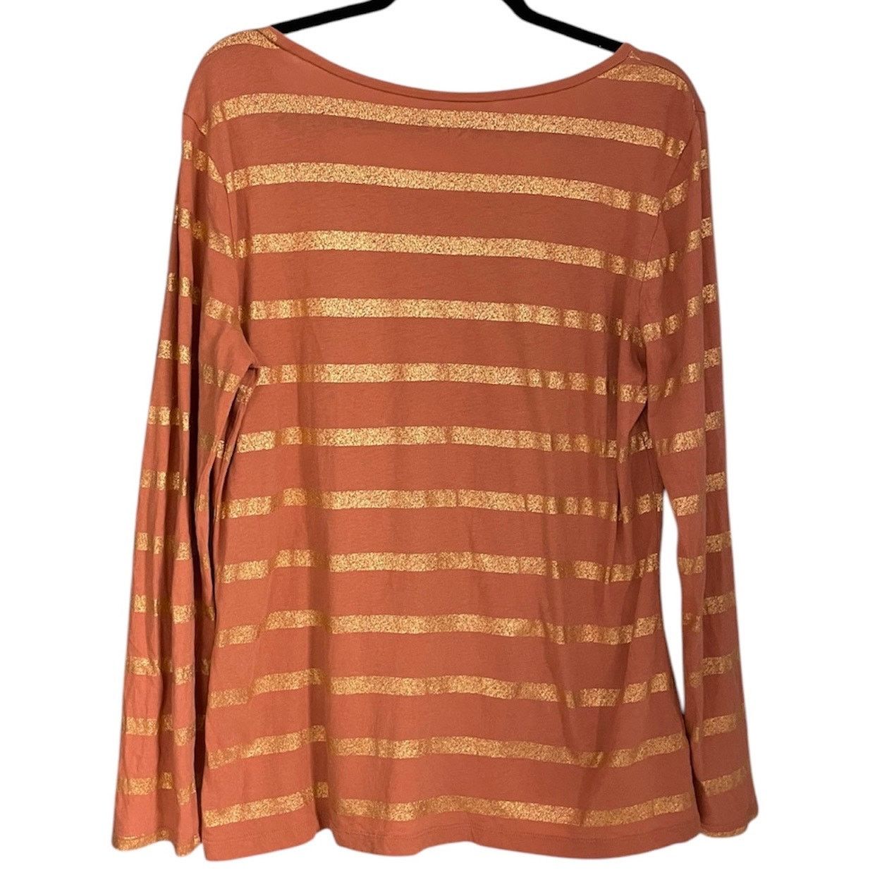Loft Loft Outlet Long Sleeve Rose Gold Metallic Stripe Shirt Size L / US 10 / IT 46 - 3 Thumbnail
