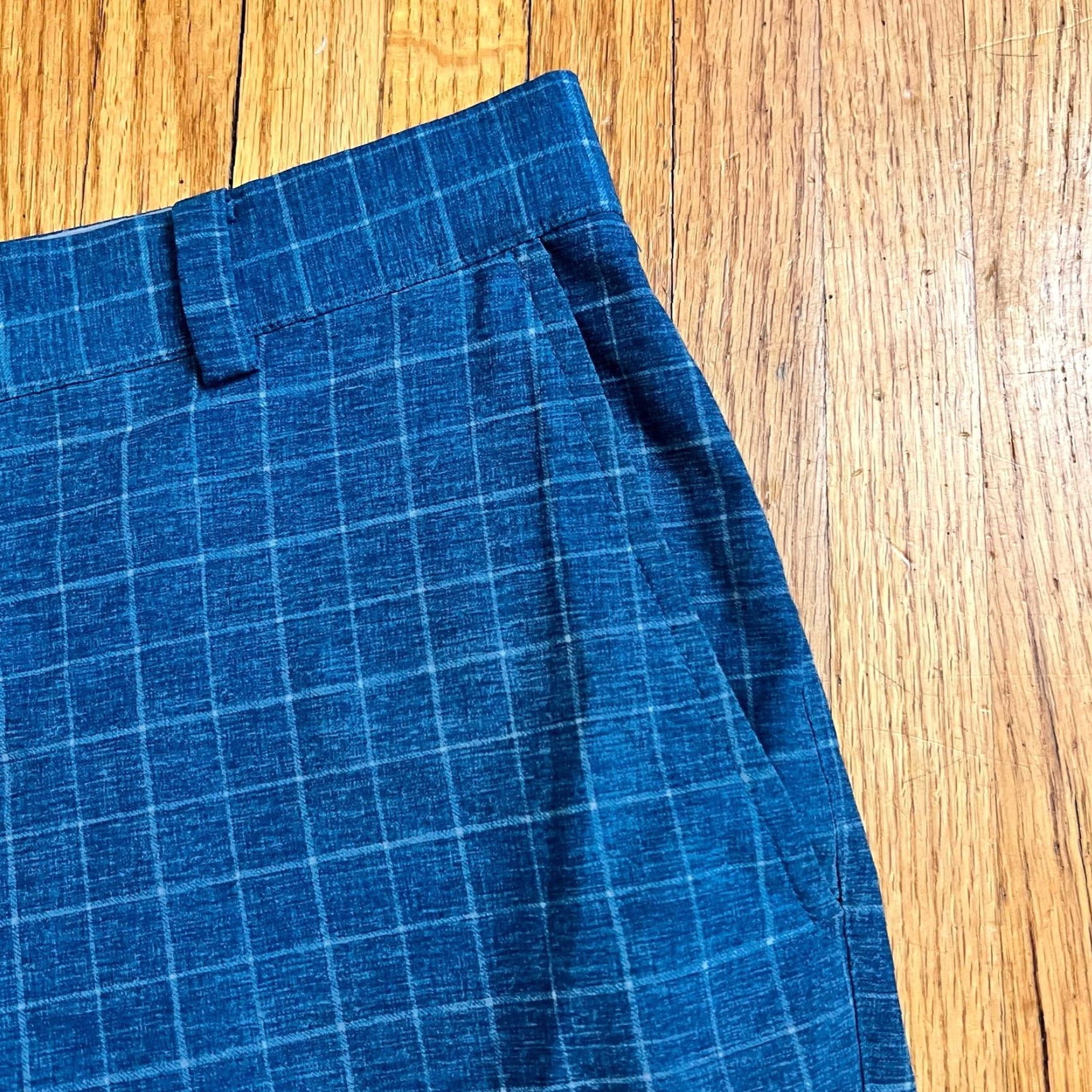 Nike Nike Shorts Mens 34 Blue Plaid Performance Golf Chino Polyester Spandex X10.5 Regular Athletic Mens Size US 34 / EU 50 - 3 Thumbnail
