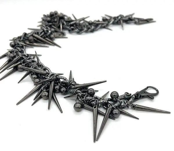 VIBE Retro streetwear punk rivet spike pants pocket chain Size ONE SIZE - 3 Thumbnail