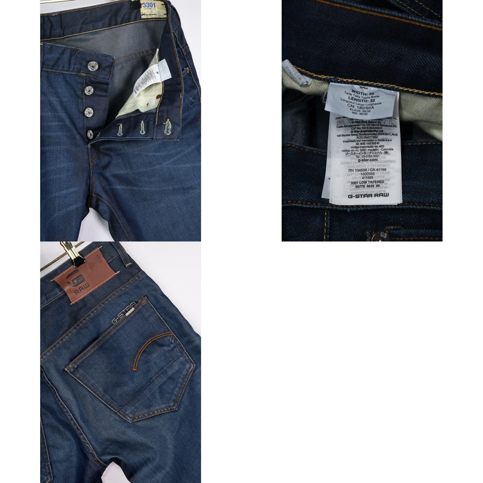 G-Star G-Star Raw 3301 Low Tapered Jeans - Men Blue, Size W36 L32 - 5-Pocket Denim, Regular Fit Size US 36 / EU 52 - 8 Thumbnail