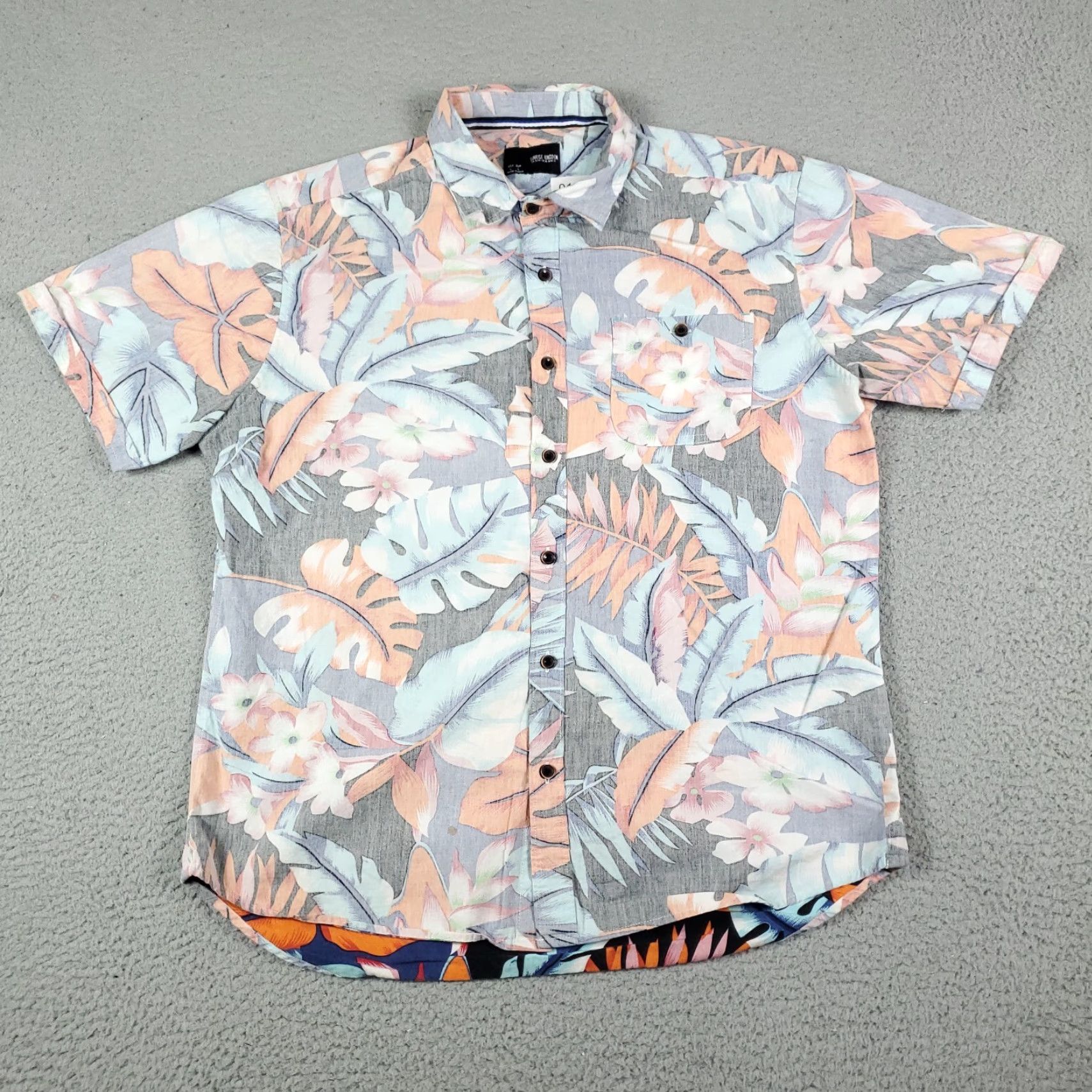 Vintage Sunrise Kingdom Blue Floral Button-Up Shirt Mens Large Short Sleeve Aloha Modern Casual Size US L / EU 52-54 / 3 - 2 Thumbnail