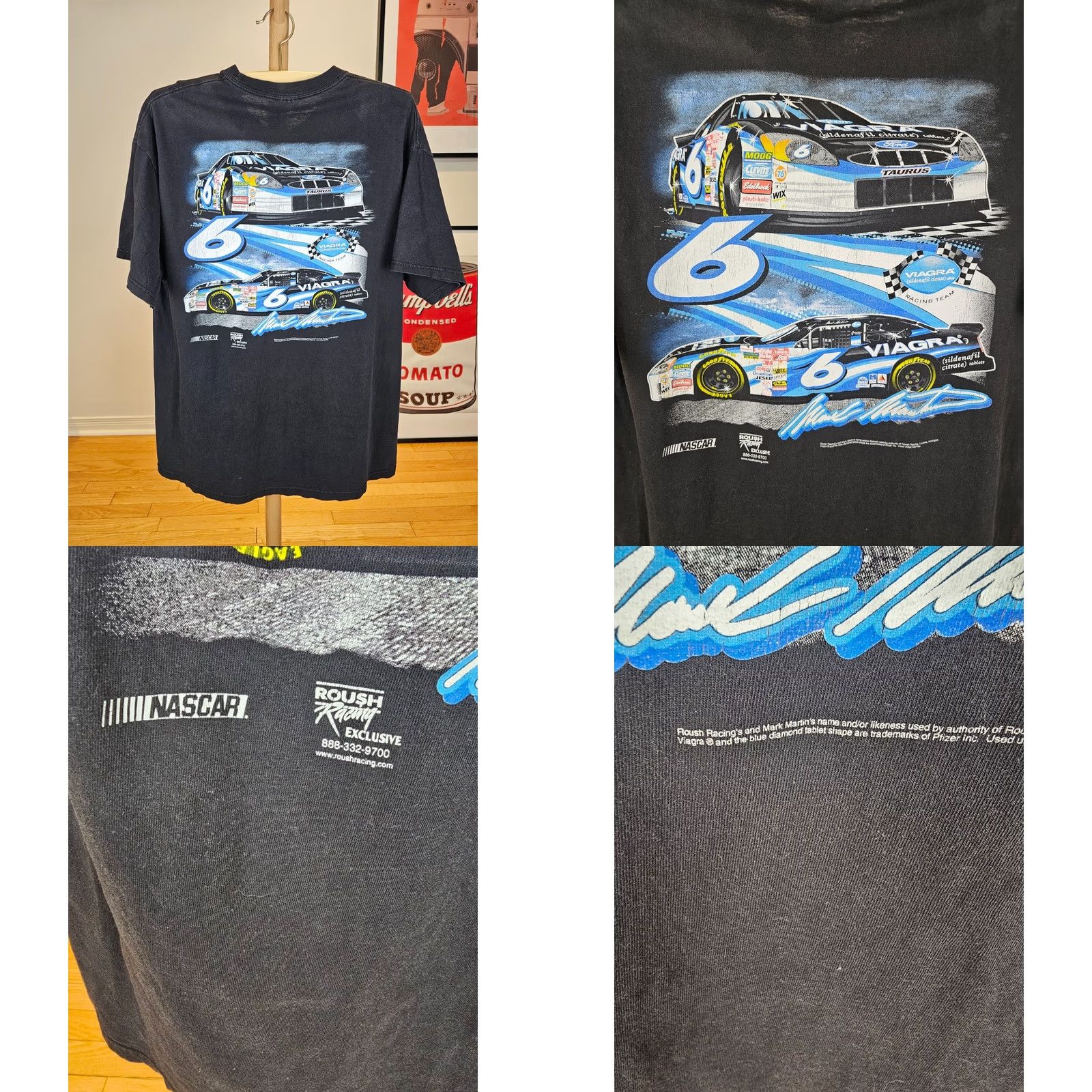 Hanes VINTAGE Y2K MARK MARTIN #6 VIAGRA FORD TAURUS NASCAR 2 SIDE PRINTS T-SHIRT SZ XL Nike Shirt Mens XL Black NASCAR_VINTAGE Size US XL / EU 56 / 4 - 8 Thumbnail