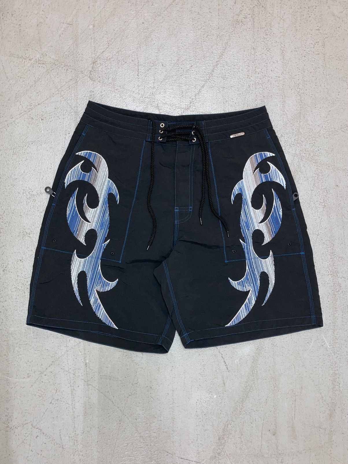 CRAZY VINTAGE Y2K HARLEY DAVIDSON CHROME LIGHTNING SHORTS