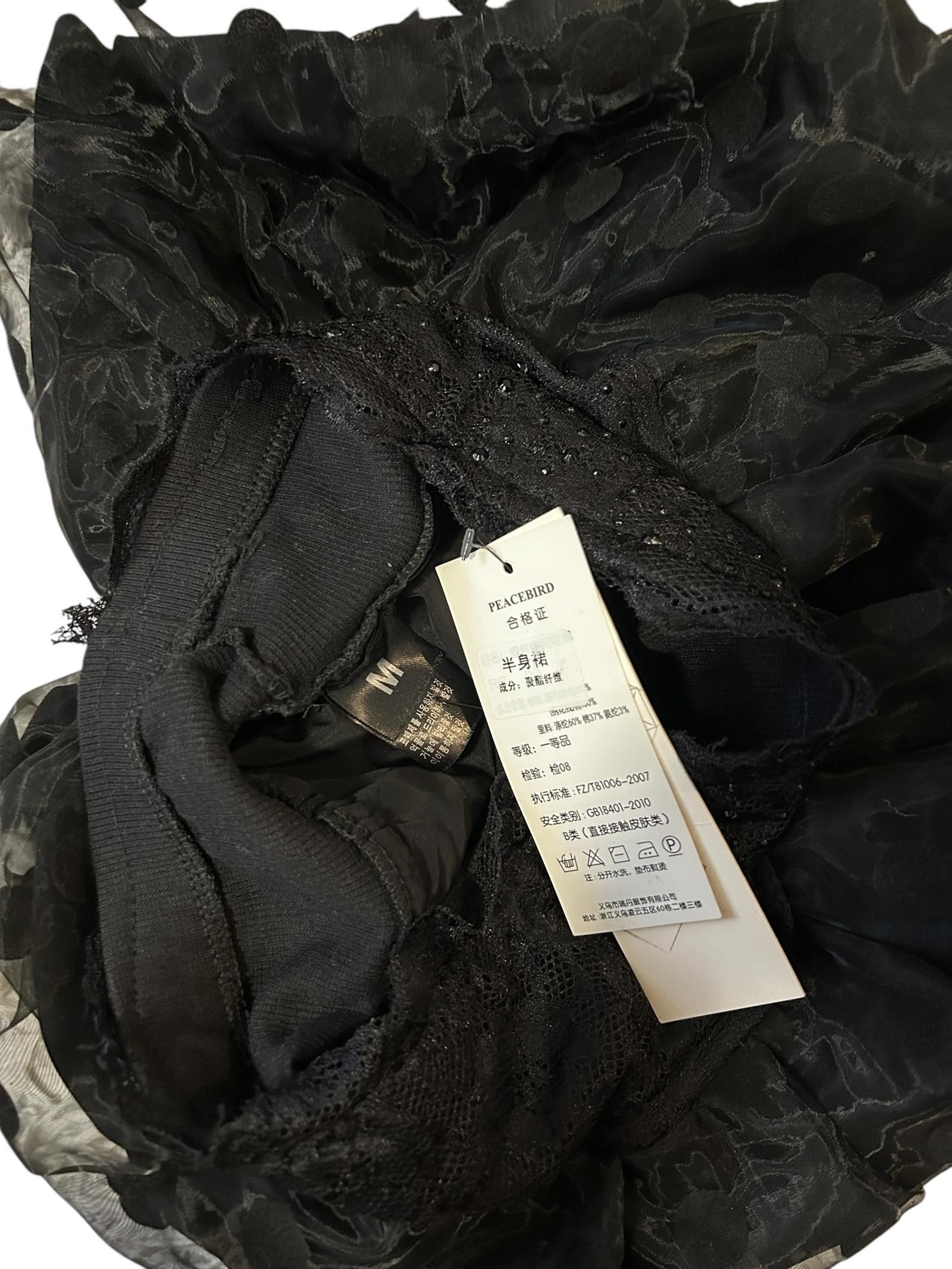 Designer Stylish Black Sheer Polka Dot Skirt by Peacebird Size 32" / US 10 / IT 46 - 6 Thumbnail
