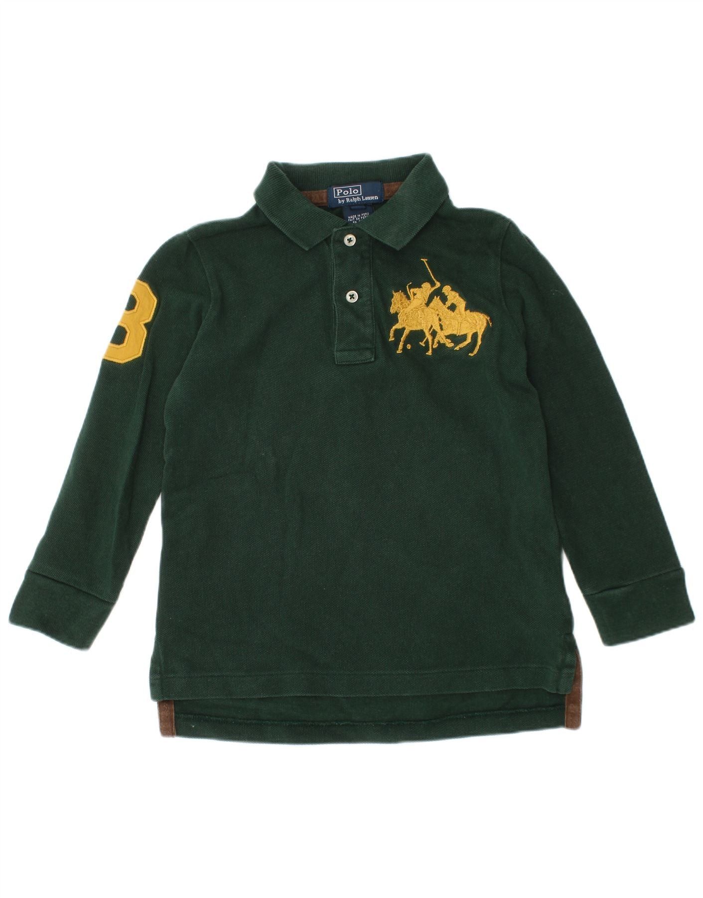 Polo Ralph Lauren Boys Graphic Long Sleeve Polo Shirt 2-3 Years Green Size XXS / US 00 / IT 34 - 1 Thumbnail