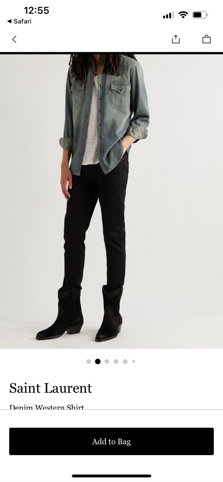 Retail $900 Saint Laurent Western Denim Shirt