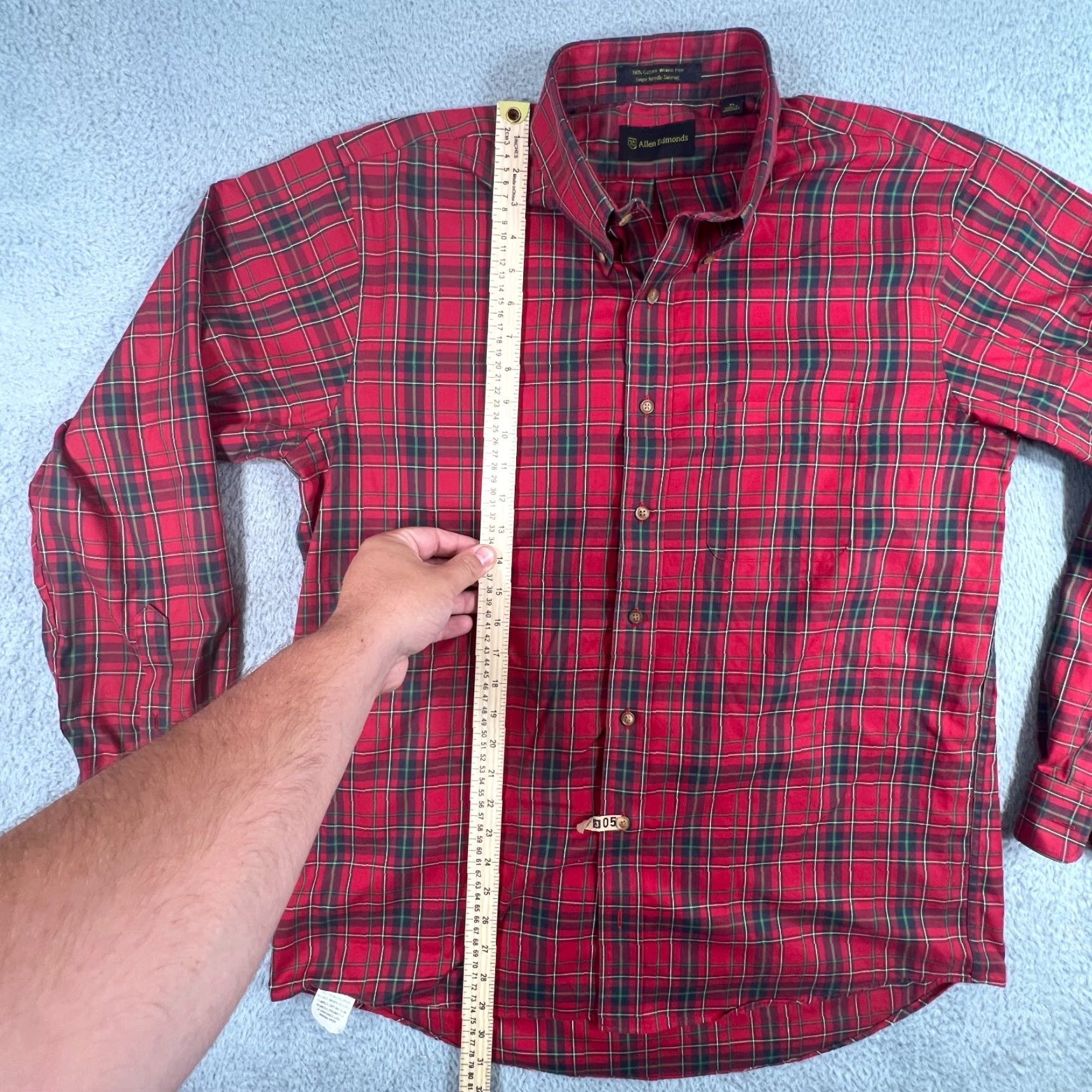Allen Edmonds Allen Edmonds Red Plaid Shirt Mens XL Long Sleeve Button-Up Cotton Size US XL / EU 56 / 4 - 3 Thumbnail