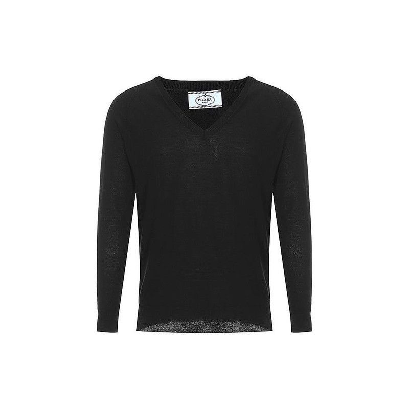 Prada Prada Black VNeck Knit Sweater for Men-2506 Size US L / EU 52-54 / 3 - 3 Thumbnail
