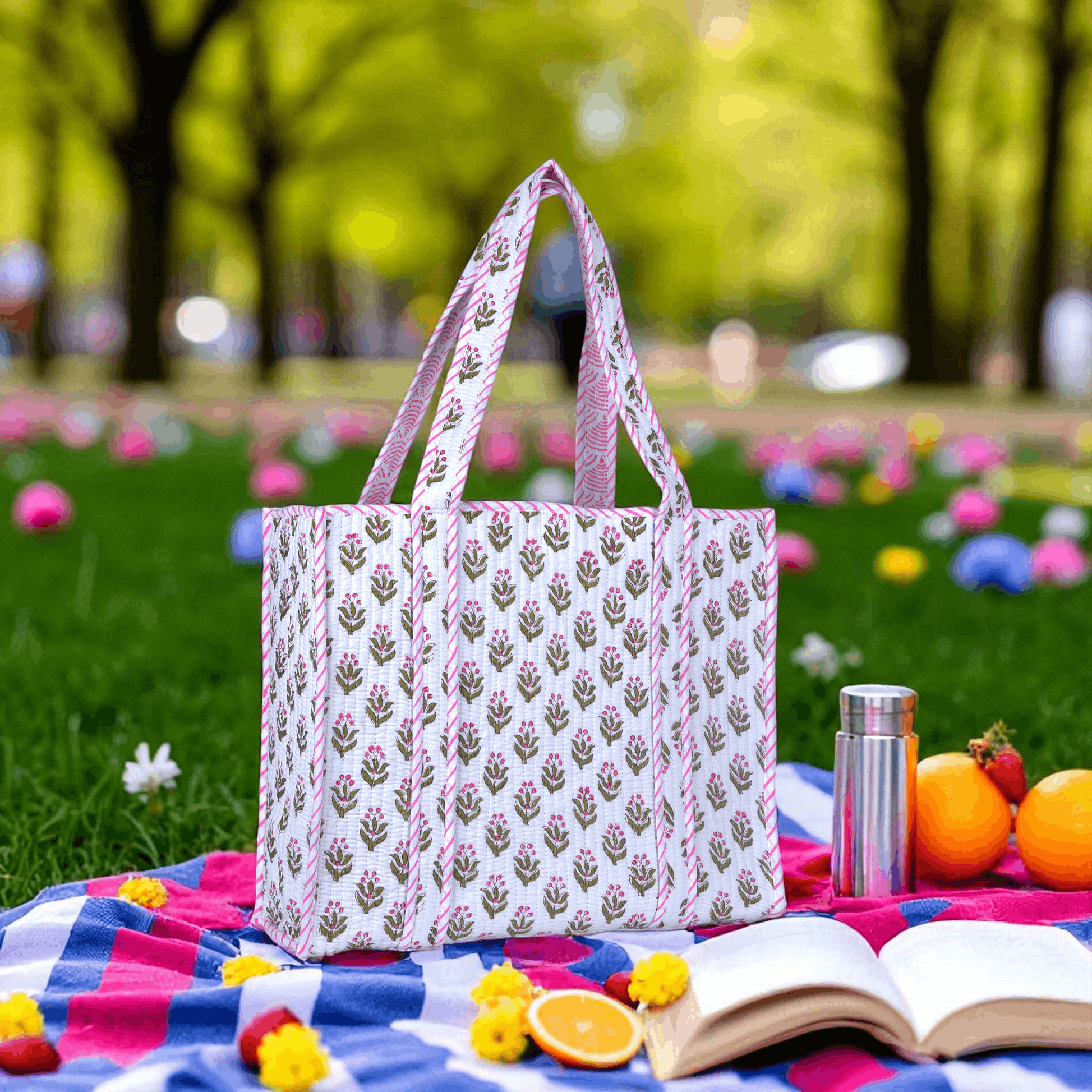 Handmade Tote Bag for Women, Grocery Shopping Bags Size ONE SIZE - 3 Thumbnail