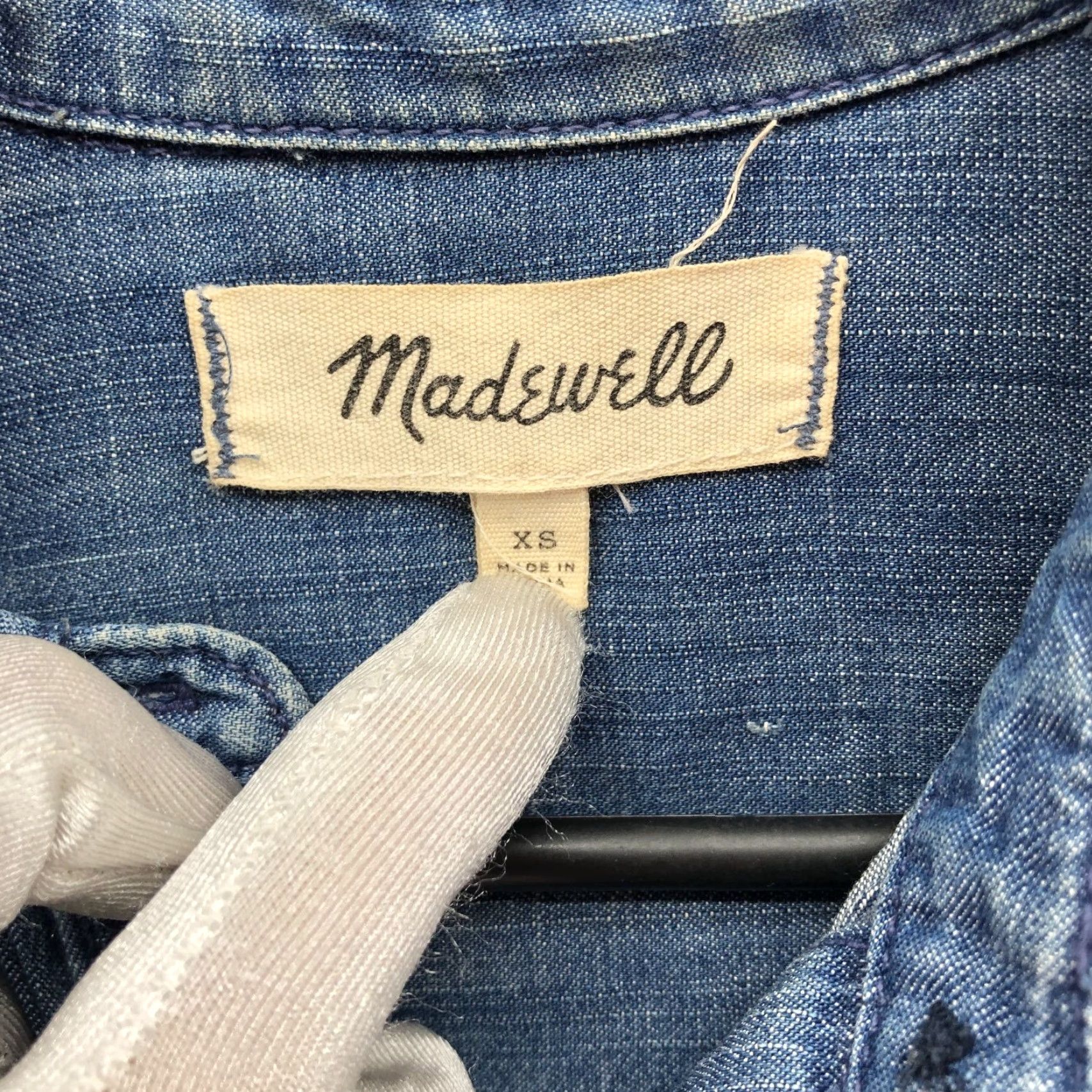 Madewell Madewell Chambray Shirt Dress Womens XS Blue Short Sleeve Mini Lyocell Cotton Dress Shirt Size XS / US 0-2 / IT 36-38 - 5 Thumbnail