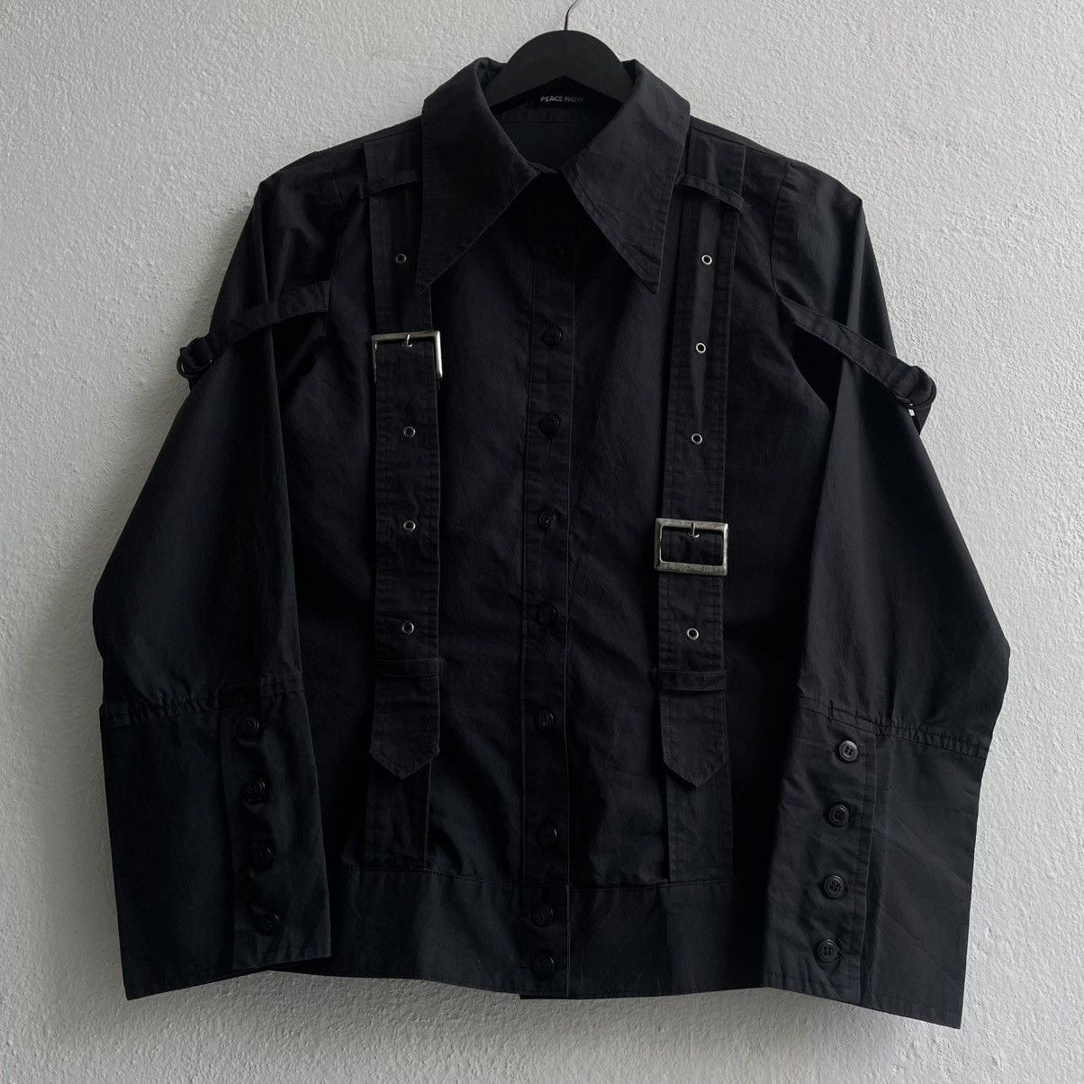 If Six Was Nine Vintage Black Peace Now Punk Bondage Parachute Shirts Size M / US 6-8 / IT 42-44 - 7 Thumbnail