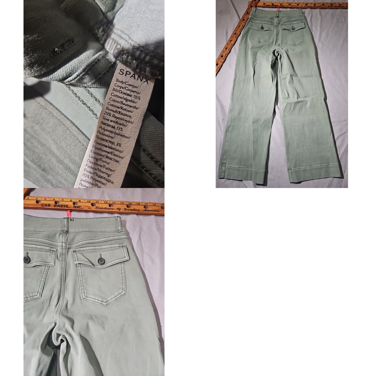 Spanx Spanx Pants Womens S Green Twill Wide-Leg Jeans Pull On Stretch Regular Inseam 25.5in Denim Size 28" / US 6 / IT 42 - 9 Thumbnail